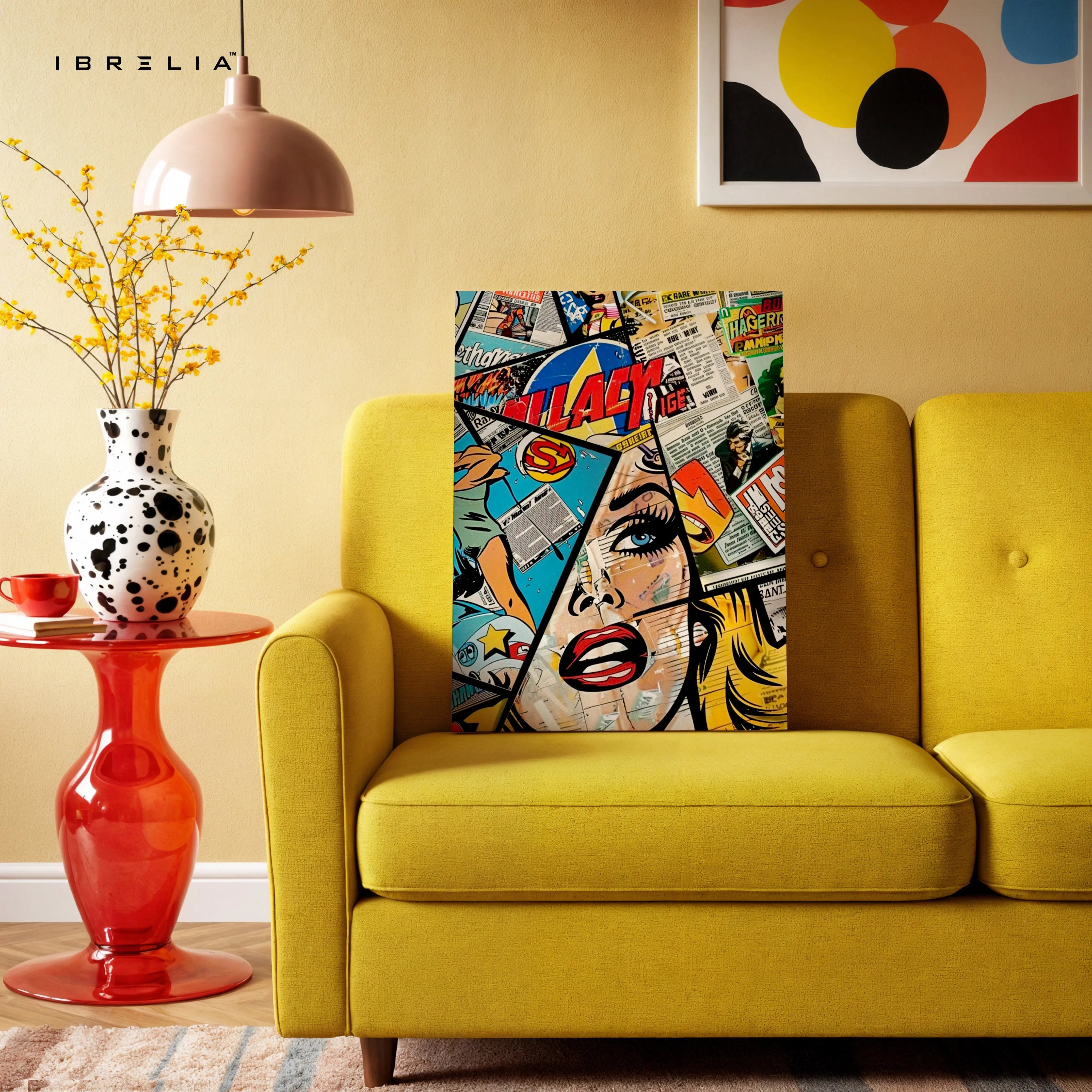 Pop Art Comic Wall Art – Retro Newspaper Collage Poster | Abstract Comic Style Wall Frame in Pakistan | IBRELIA™ IBRELIA