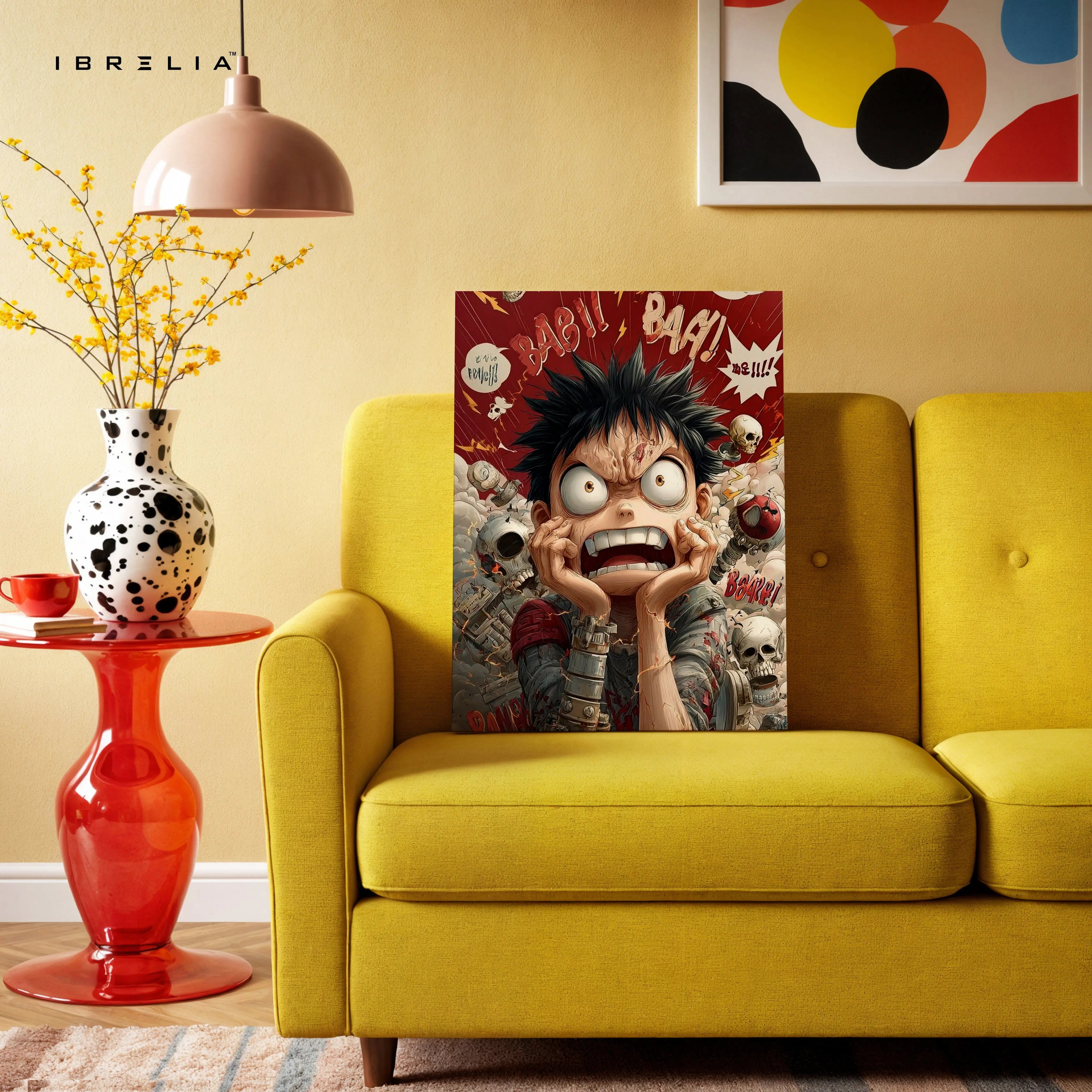 Crazy Anime Expression Wall Art – Comic Style Chaos Canvas Frame | Bold Cartoon Character Poster Pakistan | IBRELIA™ IBRELIA