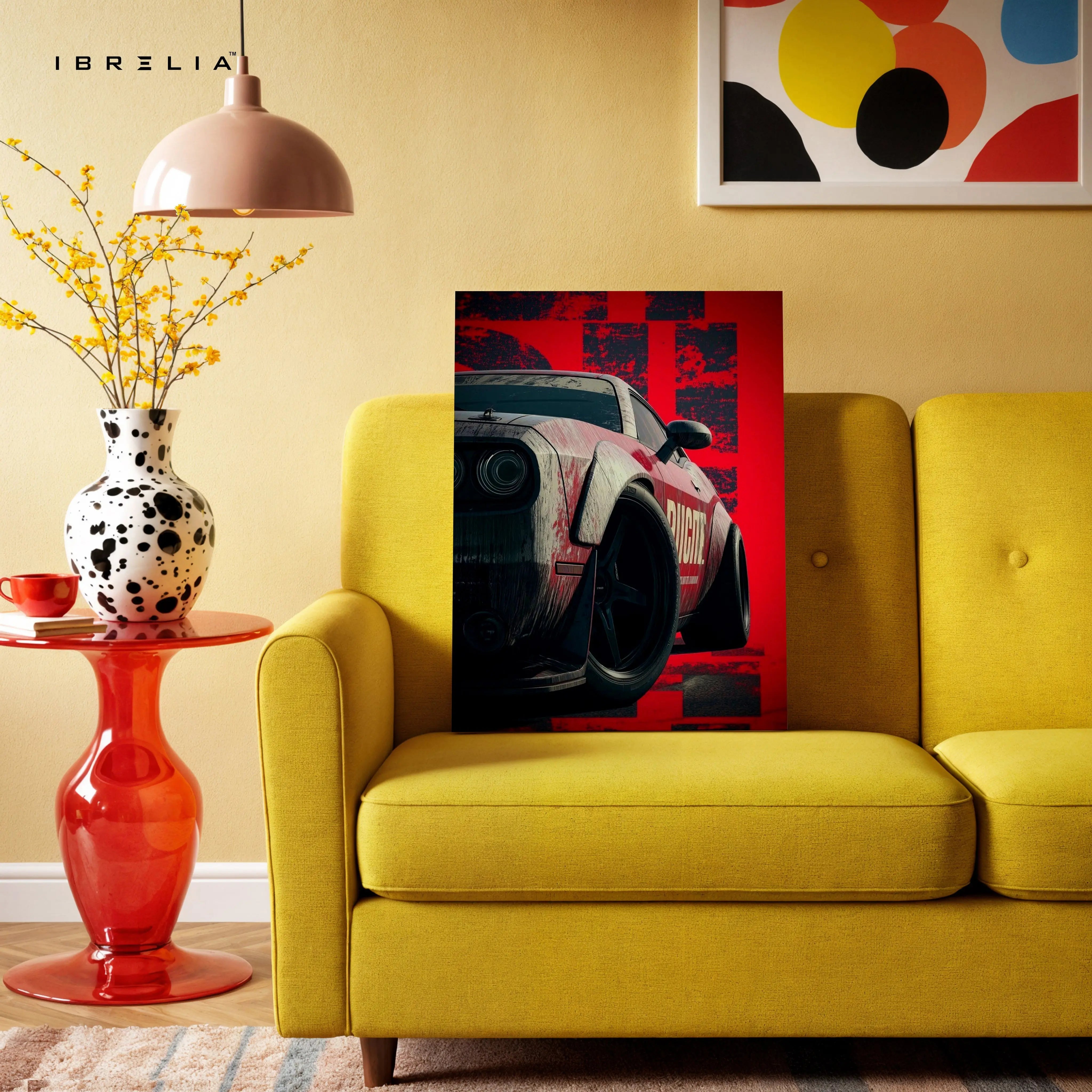 Dodge Challenger Hellcat Widebody Wall Art – Muscle Car Street Poster Canvas Frame | Aggressive Car Art Pakistan | IBRELIA™ IBRELIA