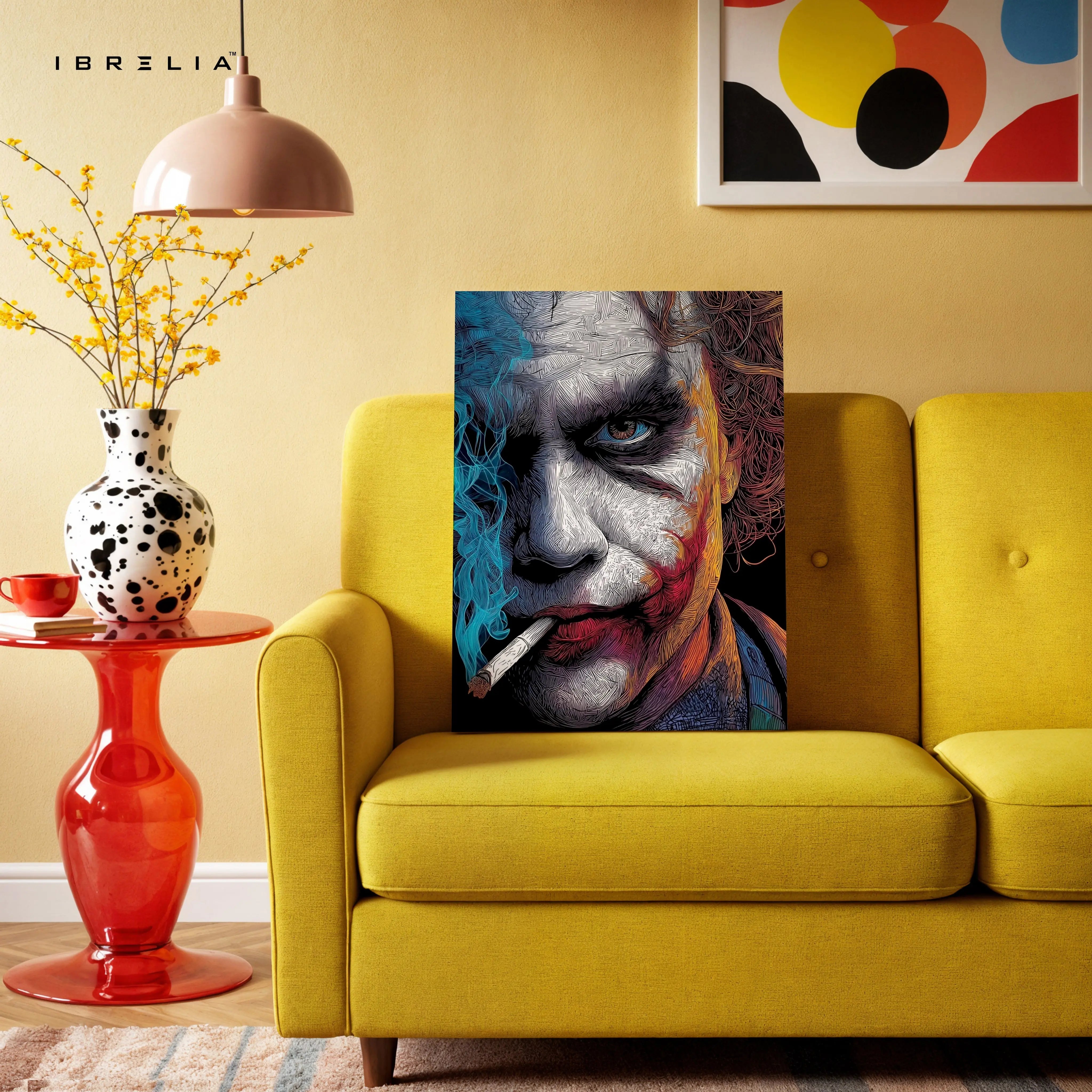 Joker Abstract Portrait Wall Art – Dark Villain Canvas Frame | Artistic Street Style Poster Pakistan | IBRELIA™ IBRELIA