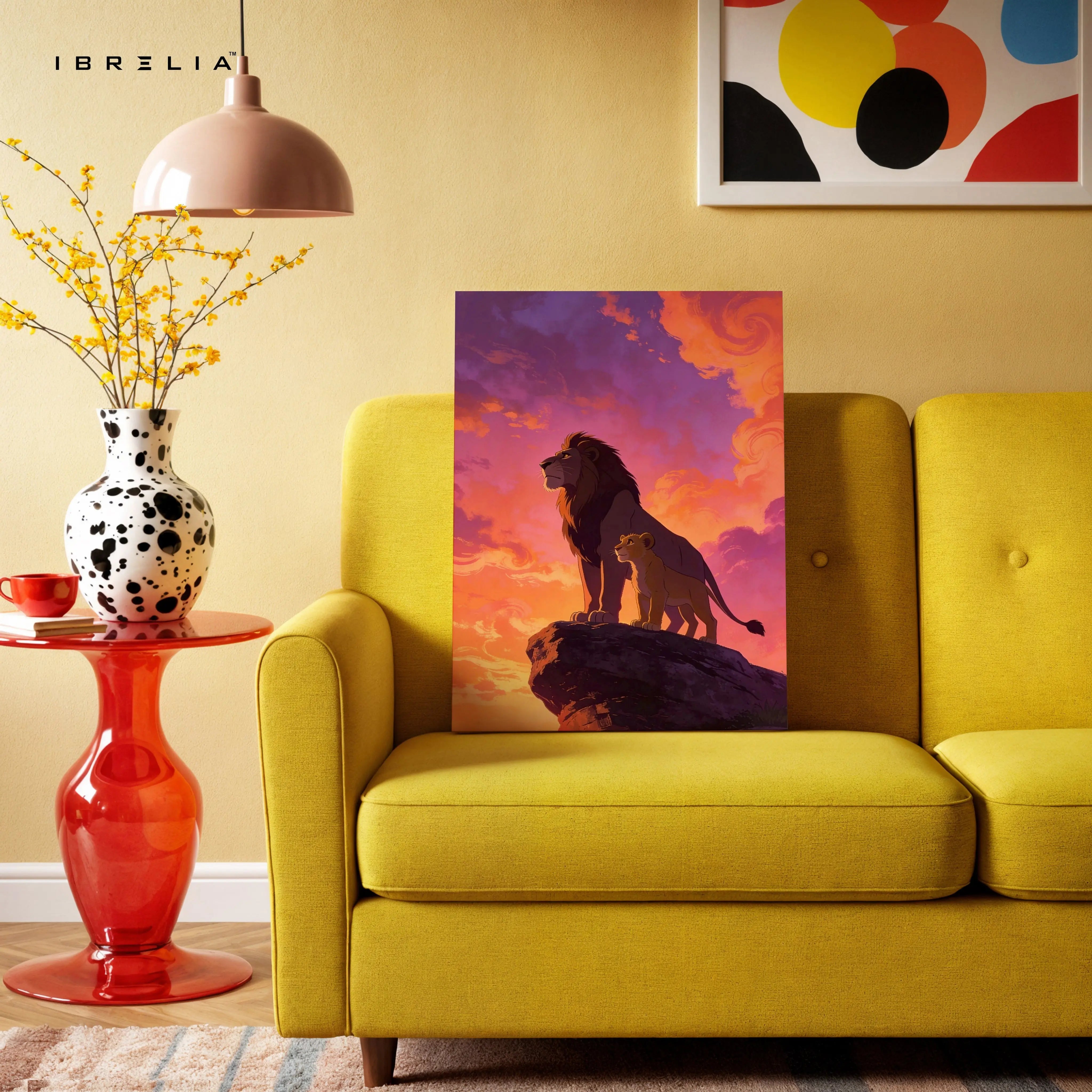 Lion Father & Cub Wall Art – Pride Legacy Canvas Frame | Majestic Animal Scene Decor Pakistan | IBRELIA™ IBRELIA