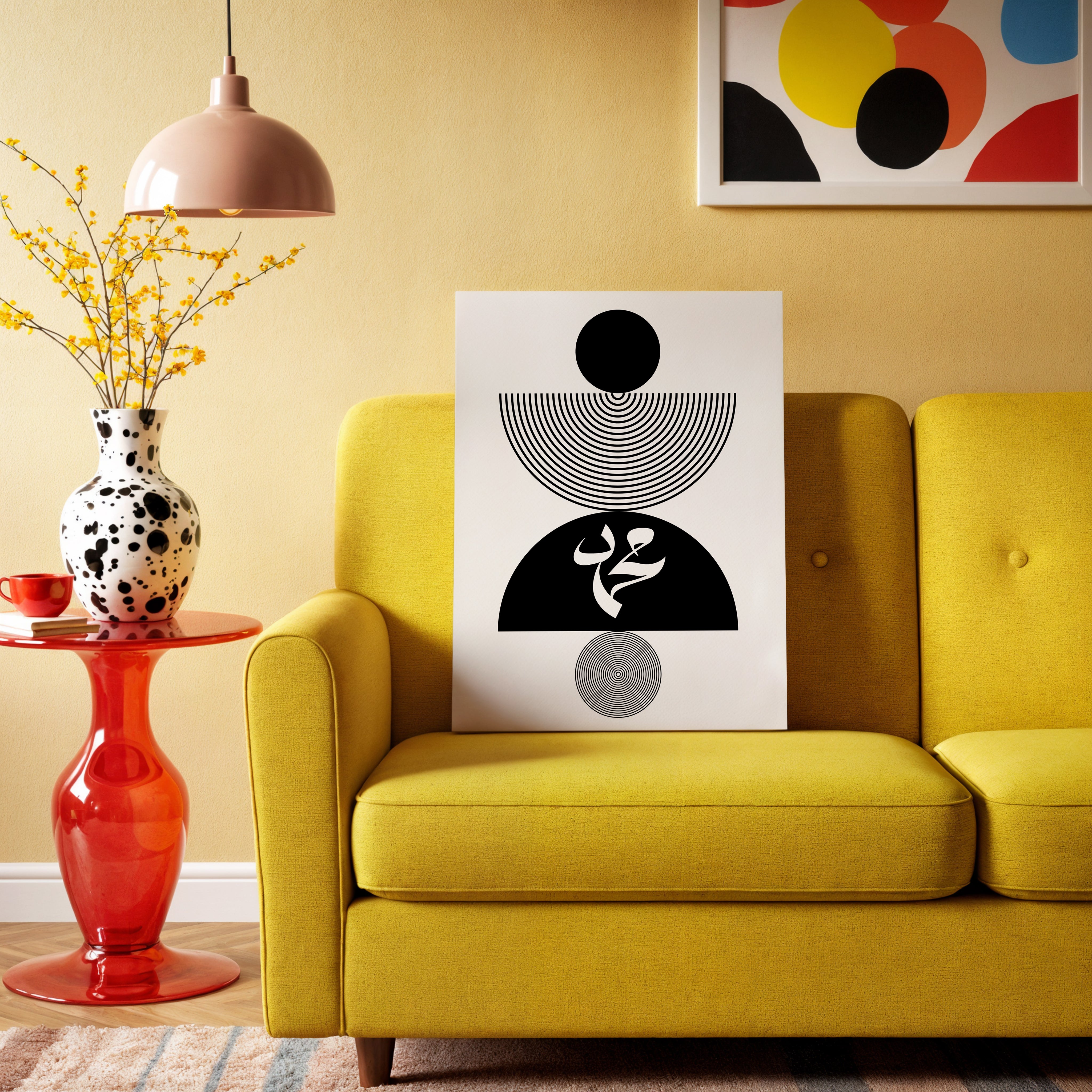 Muhammad ﷺ Islamic Minimal Wall Art – Black & White Geometric Design | 4K Ultra Wrap Frame Wall Art in Pakistan | IBRELIA™