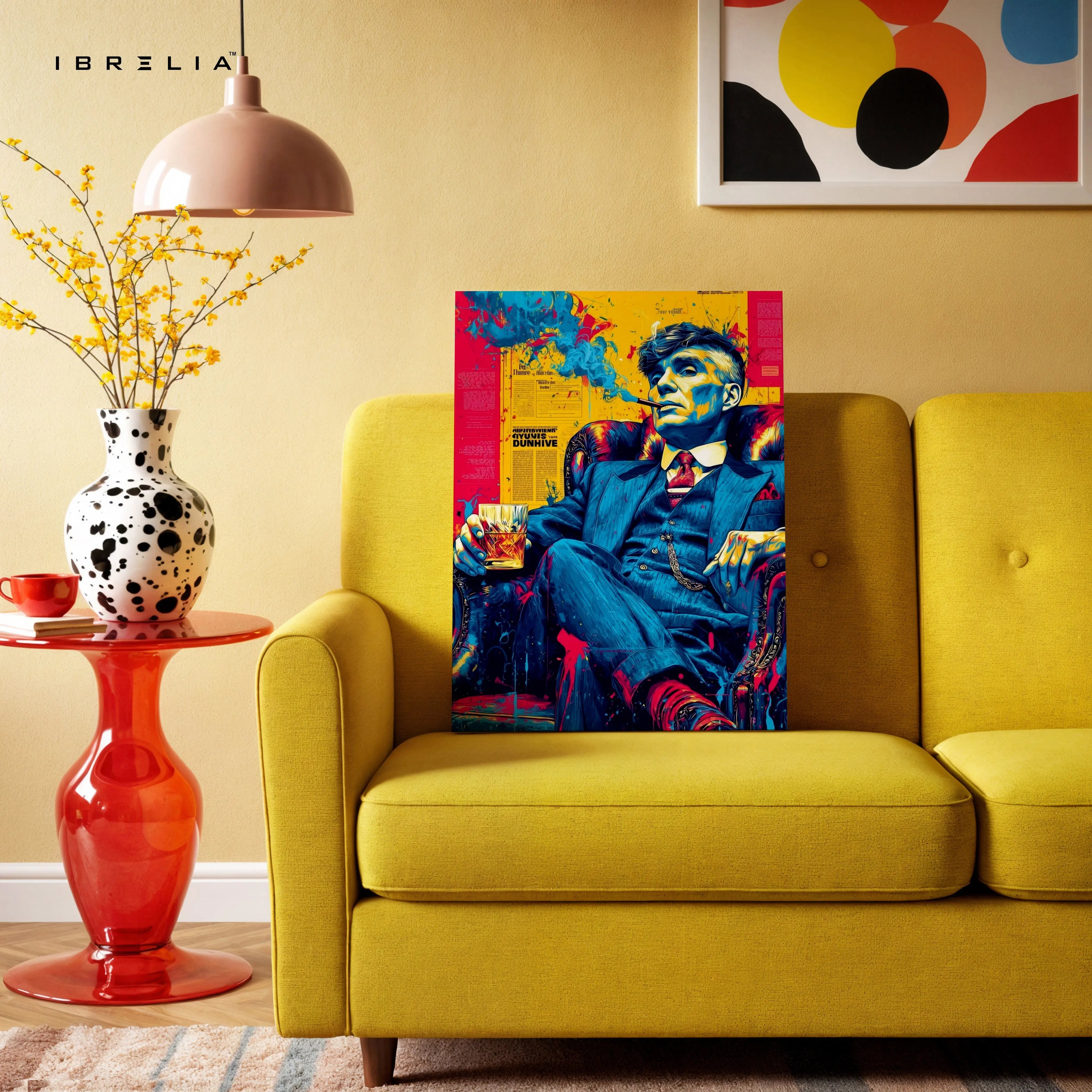 Vintage Gentleman Whiskey Wall Art – Luxury Pop Art Canvas Frame | Classic Suit Aesthetic Poster Pakistan | IBRELIA™ IBRELIA