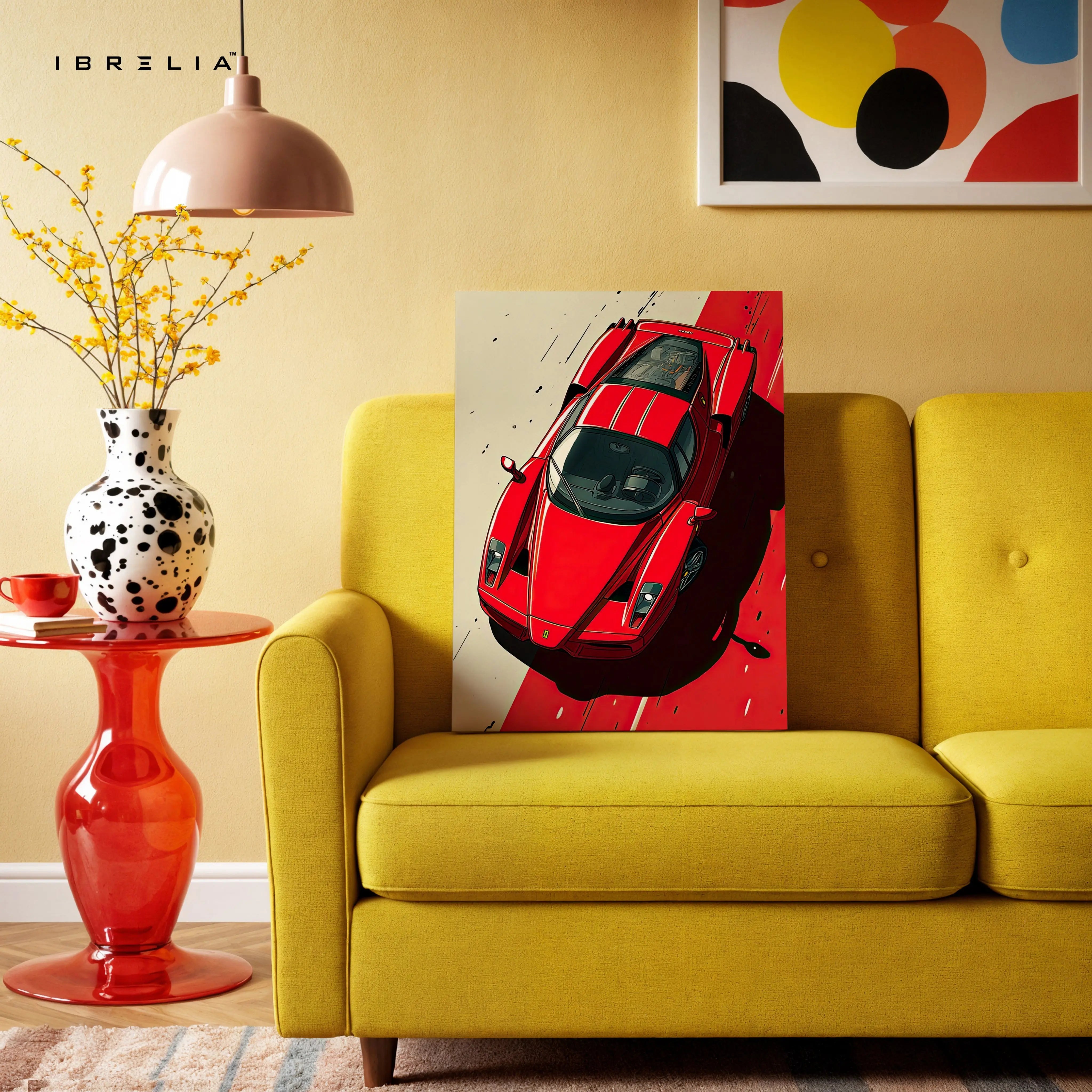 Ferrari Enzo Top View Wall Art – Supercar Racing Canvas Frame Pakistan | Exotic Car Poster | IBRELIA™ IBRELIA