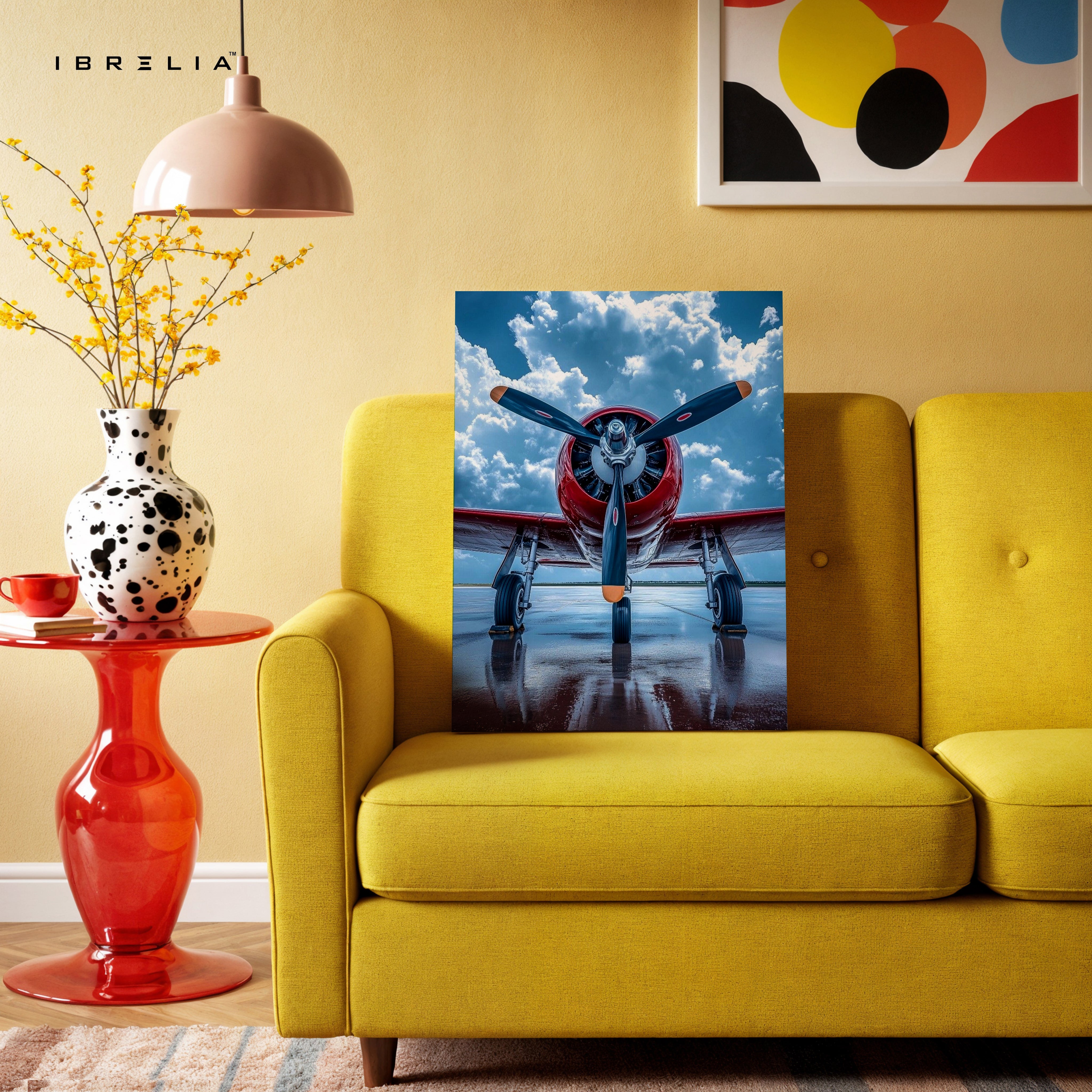Vintage Propeller Aircraft Runway Wall Art – Classic Aviation Canvas Frame Pakistan | Airplane Poster | IBRELIA™ IBRELIA
