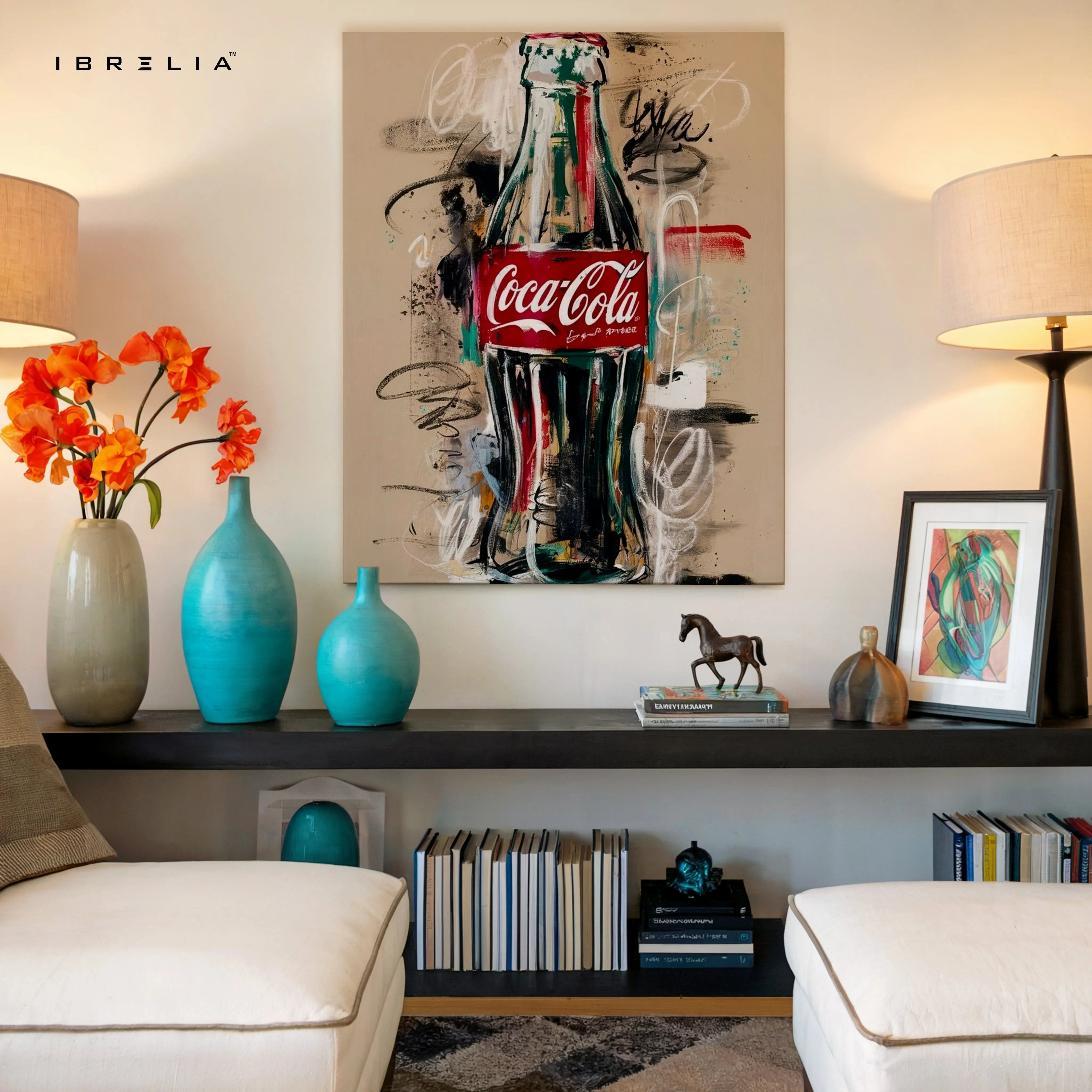 Coca-Cola Artistic Bottle Wall Art – Vintage Pop Art Canvas Frame | Coke Poster Pakistan | IBRELIA™ IBRELIA