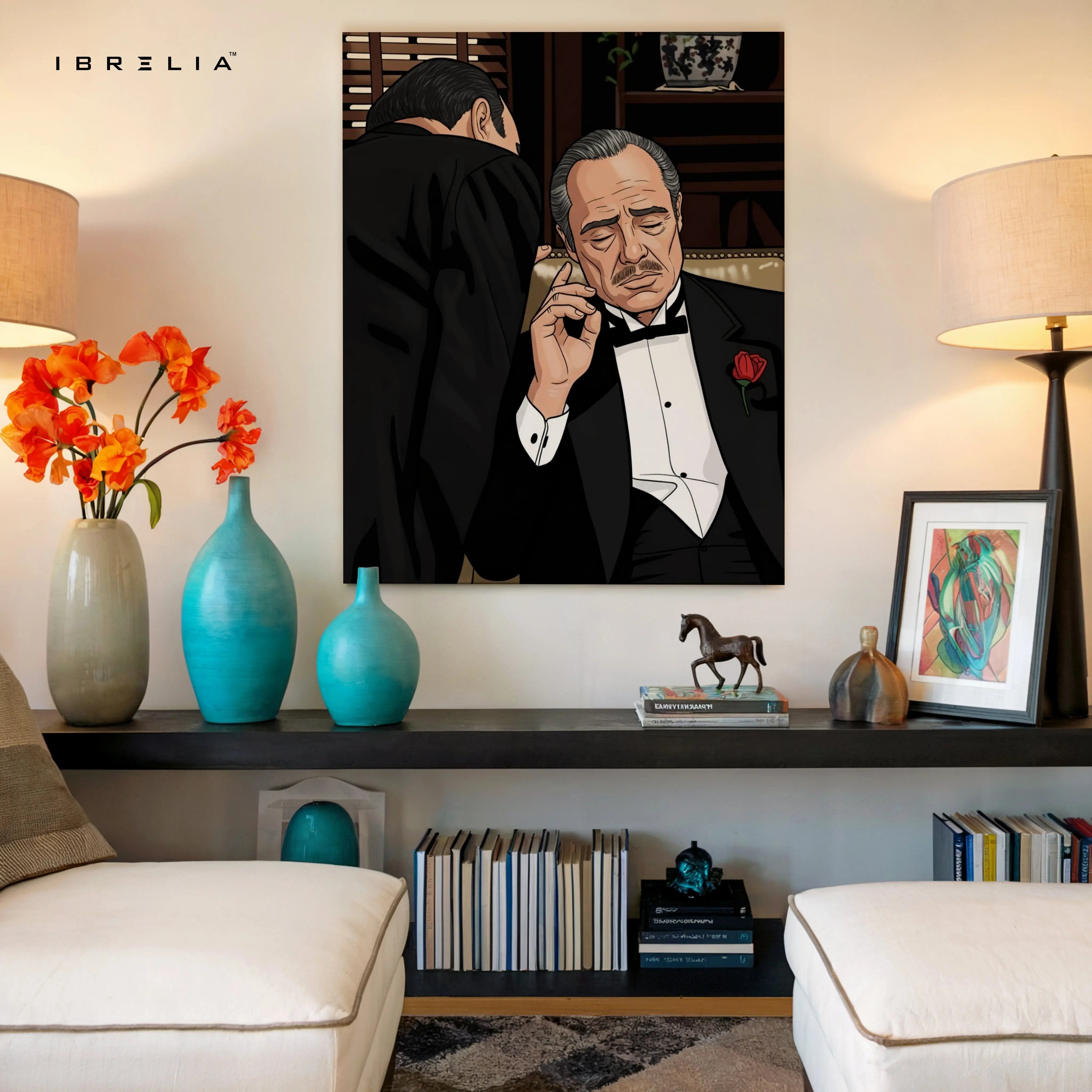 Mafia Boss Whisper Wall Art – Power Legacy Canvas Frame | Classic Crime Scene Decor Pakistan | IBRELIA™ IBRELIA