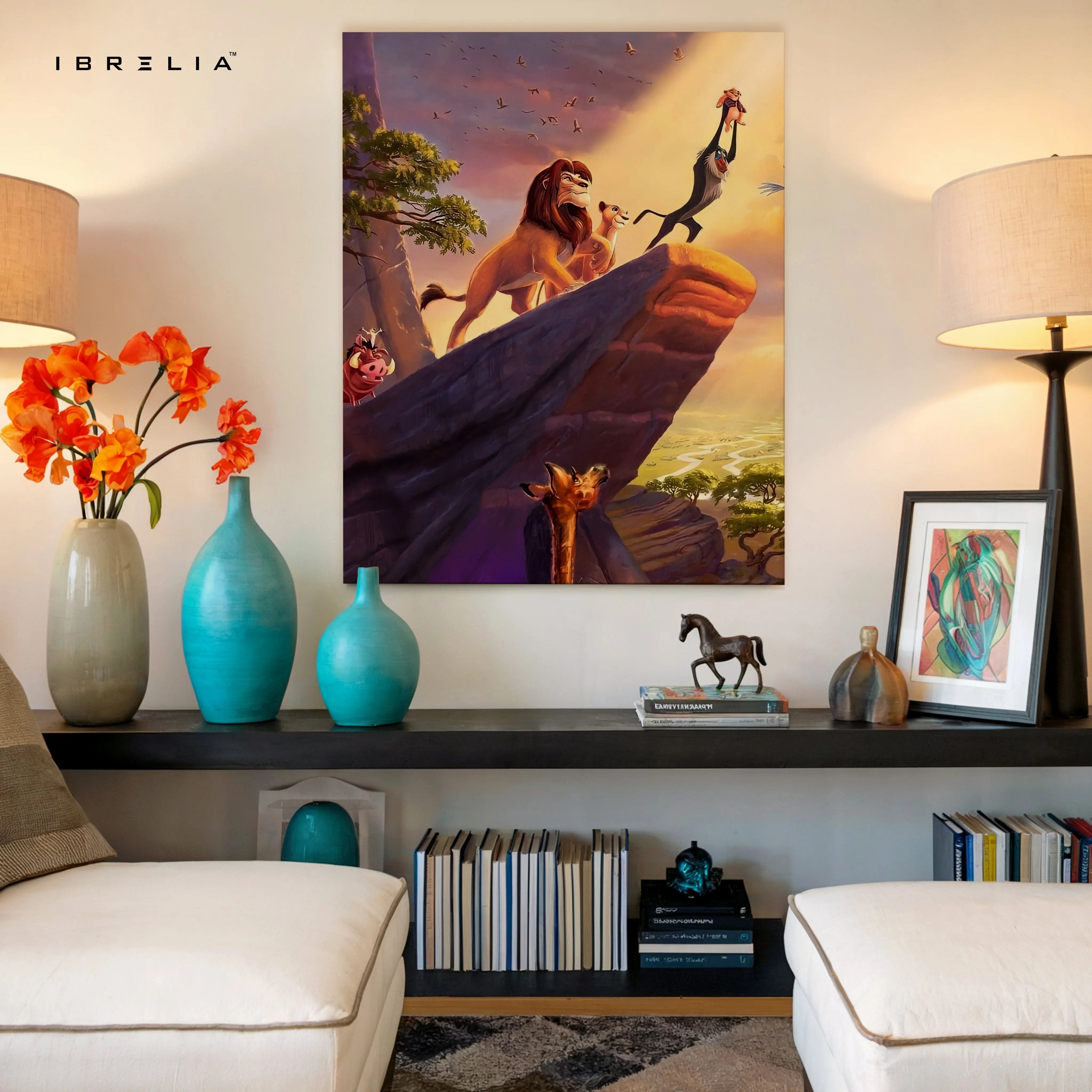 Lion King Pride Rock Wall Art – Iconic Jungle Scene Canvas Frame | Animated Movie Decor Pakistan | IBRELIA™ IBRELIA