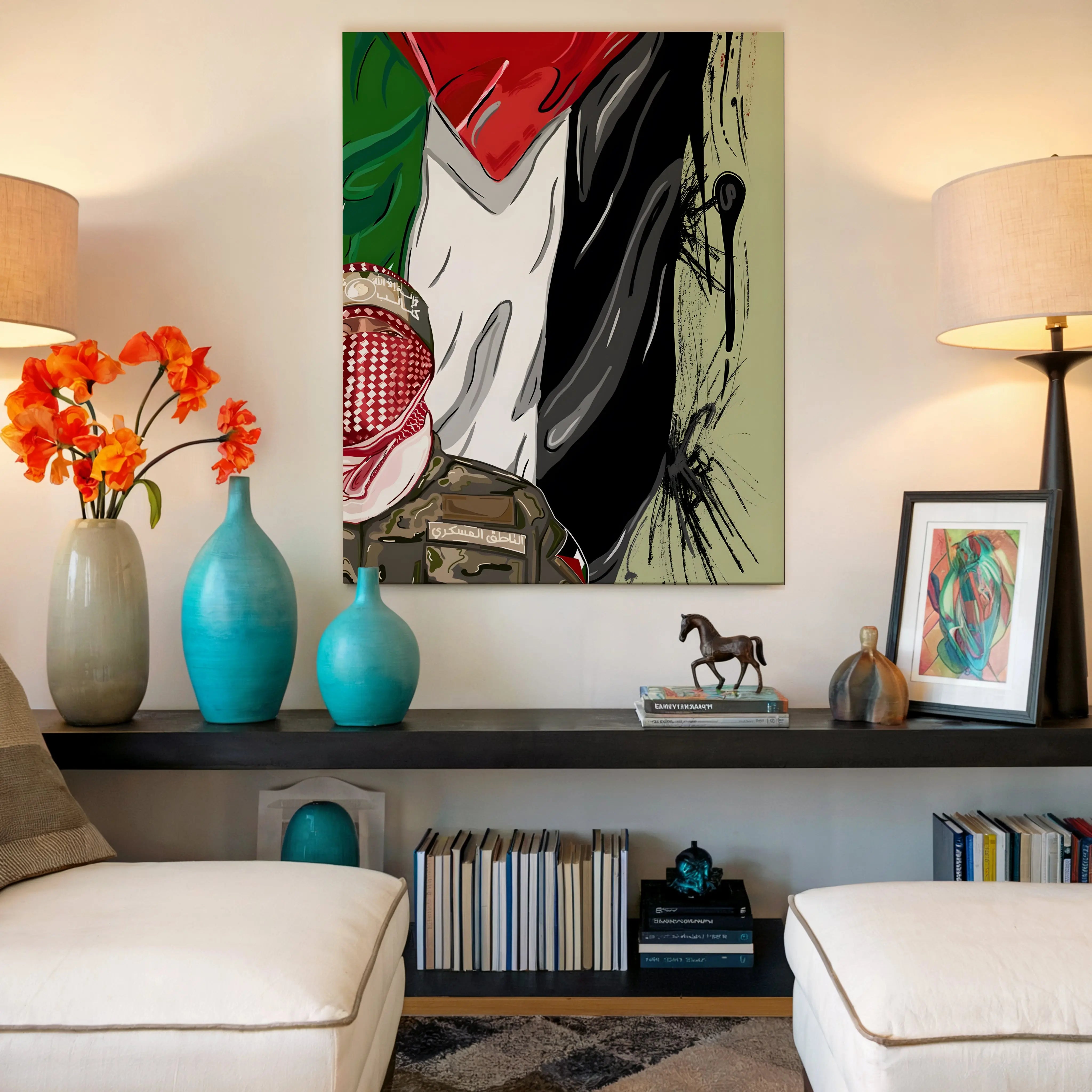 Palestine Resistance Art – Keffiyeh Soldier Graphic | 4K Ultra Wrap Frame Wall Art in Pakistan | IBRELIA™ IBRELIA
