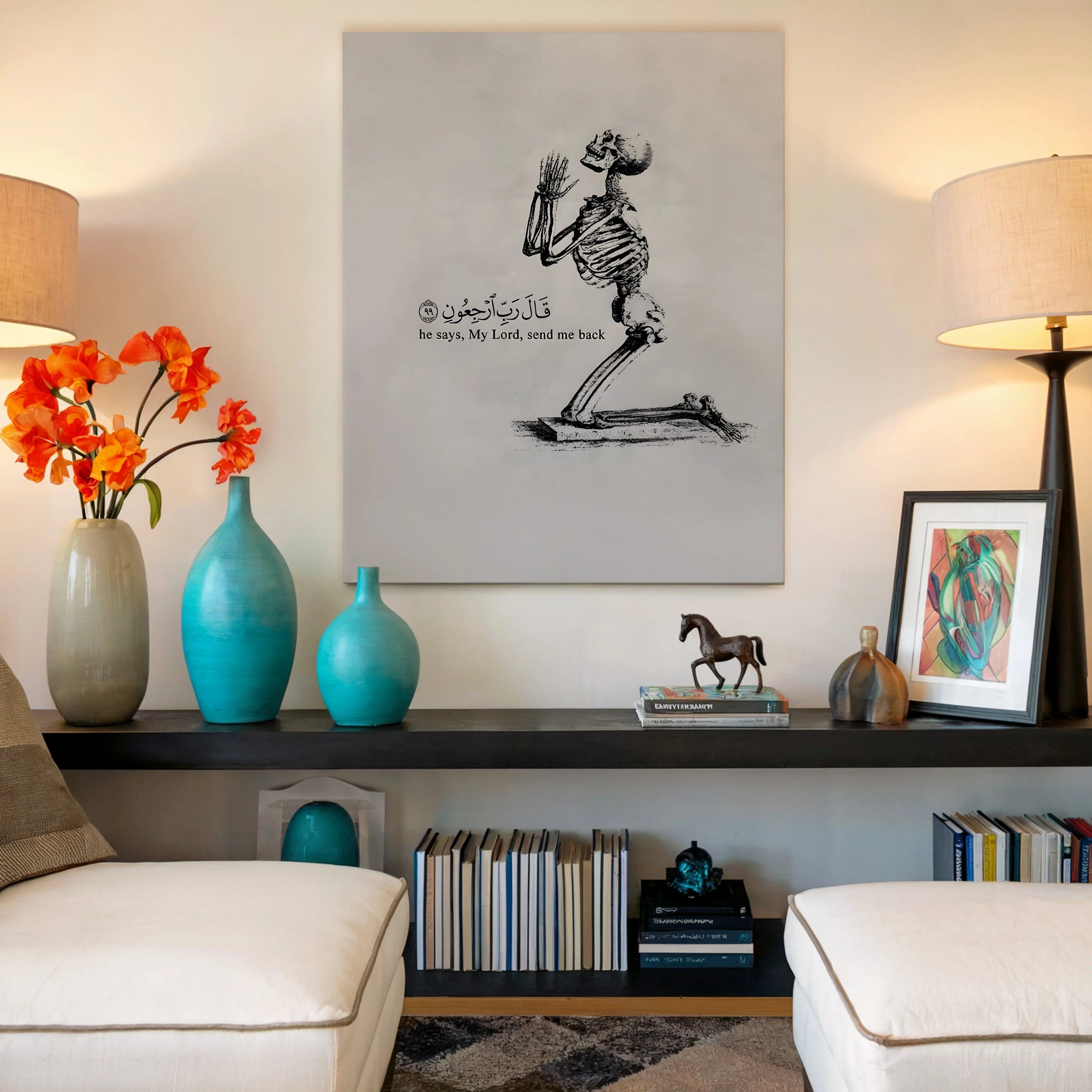 My Lord Send Me Back Art – Islamic Reminder Skeleton | 4K Ultra Wrap Frame Wall Art in Pakistan | IBRELIA™ IBRELIA