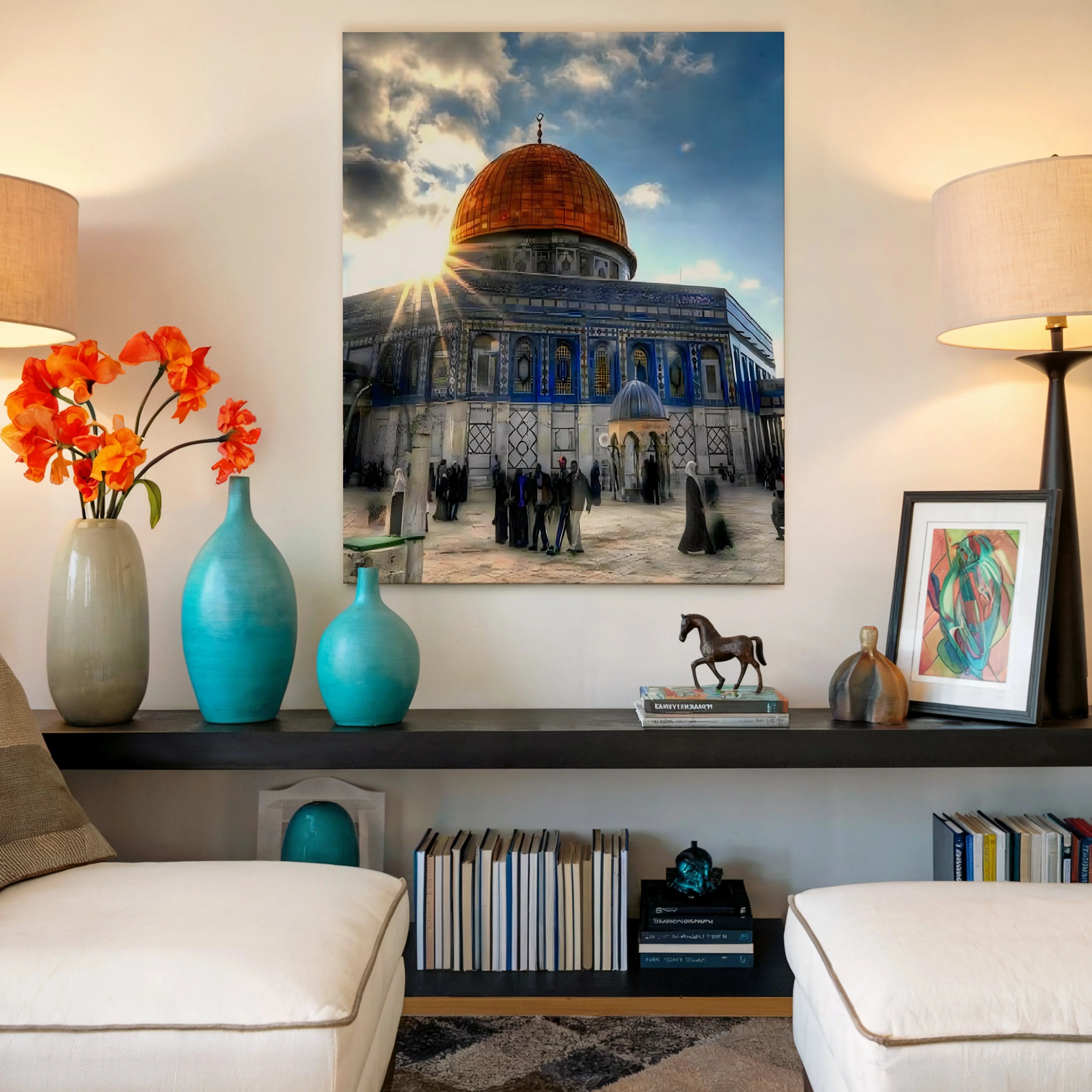 Dome of the Rock Sunrise Glory Art – Jerusalem Islamic Architecture Wall Art | 4K Ultra Wrap Frame Wall Art in Pakistan | IBRELIA™ IBRELIA