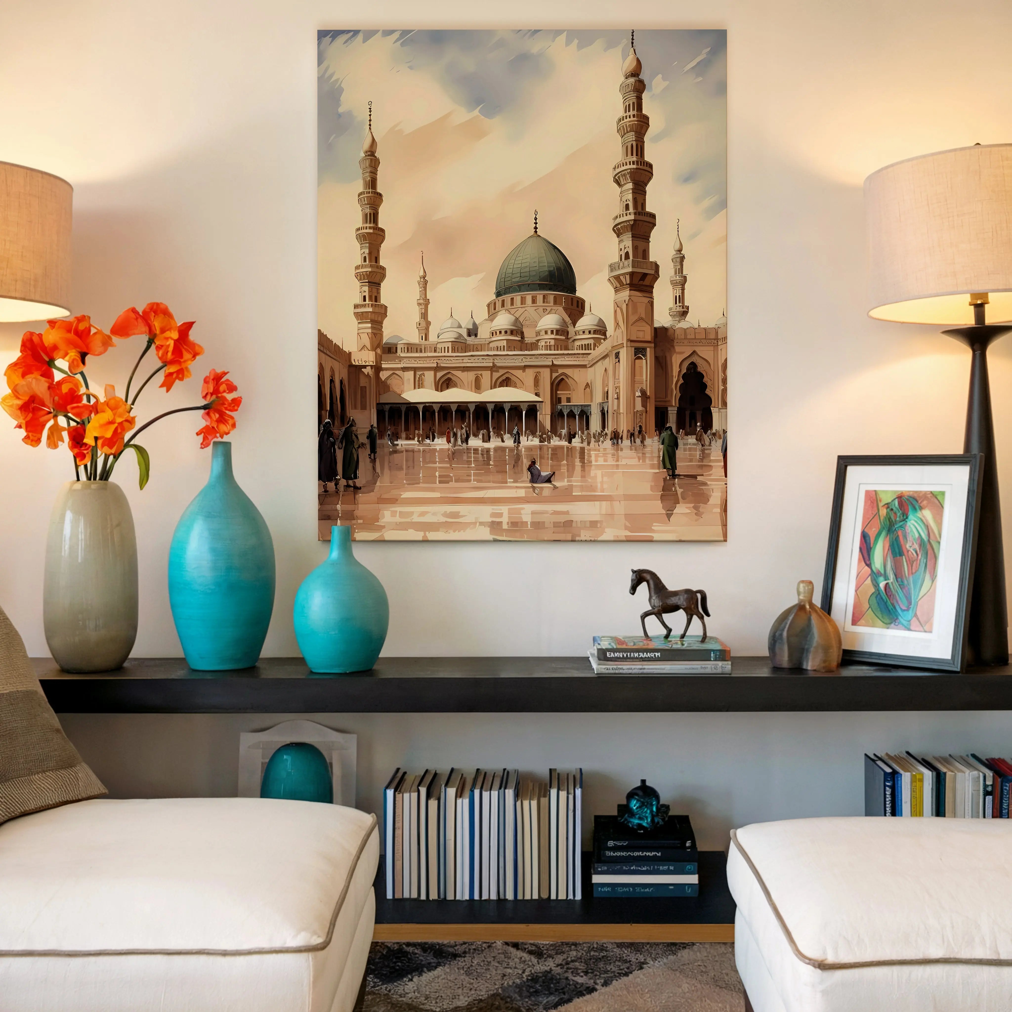 Masjid e Nabawi Courtyard Art – Madinah Serenity | 4K Ultra Wrap Frame Wall Art in Pakistan | IBRELIA™ IBRELIA