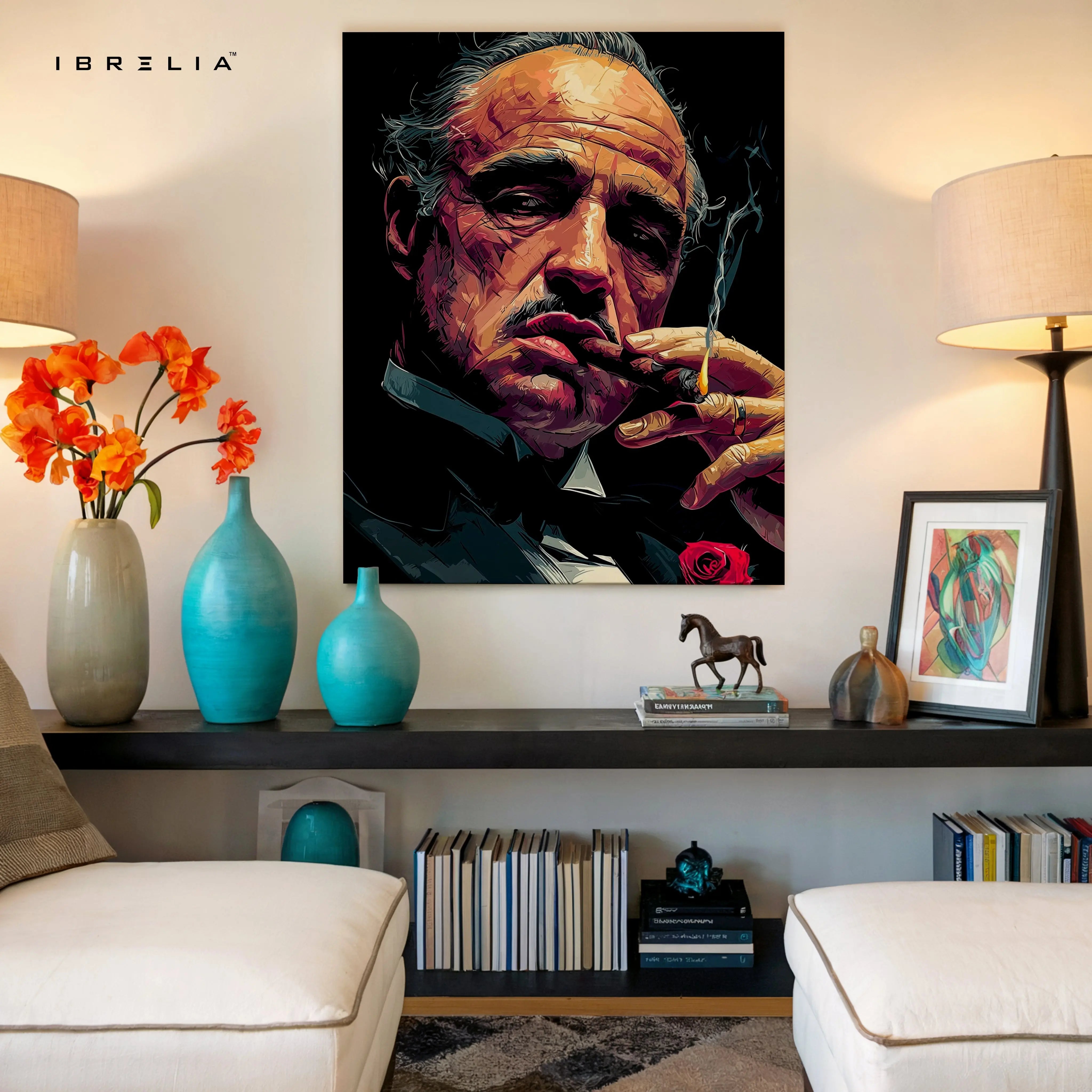 Godfather Portrait Wall Art – Don Vito Corleone Canvas Frame | Classic Mafia Icon Poster Pakistan | IBRELIA™ IBRELIA