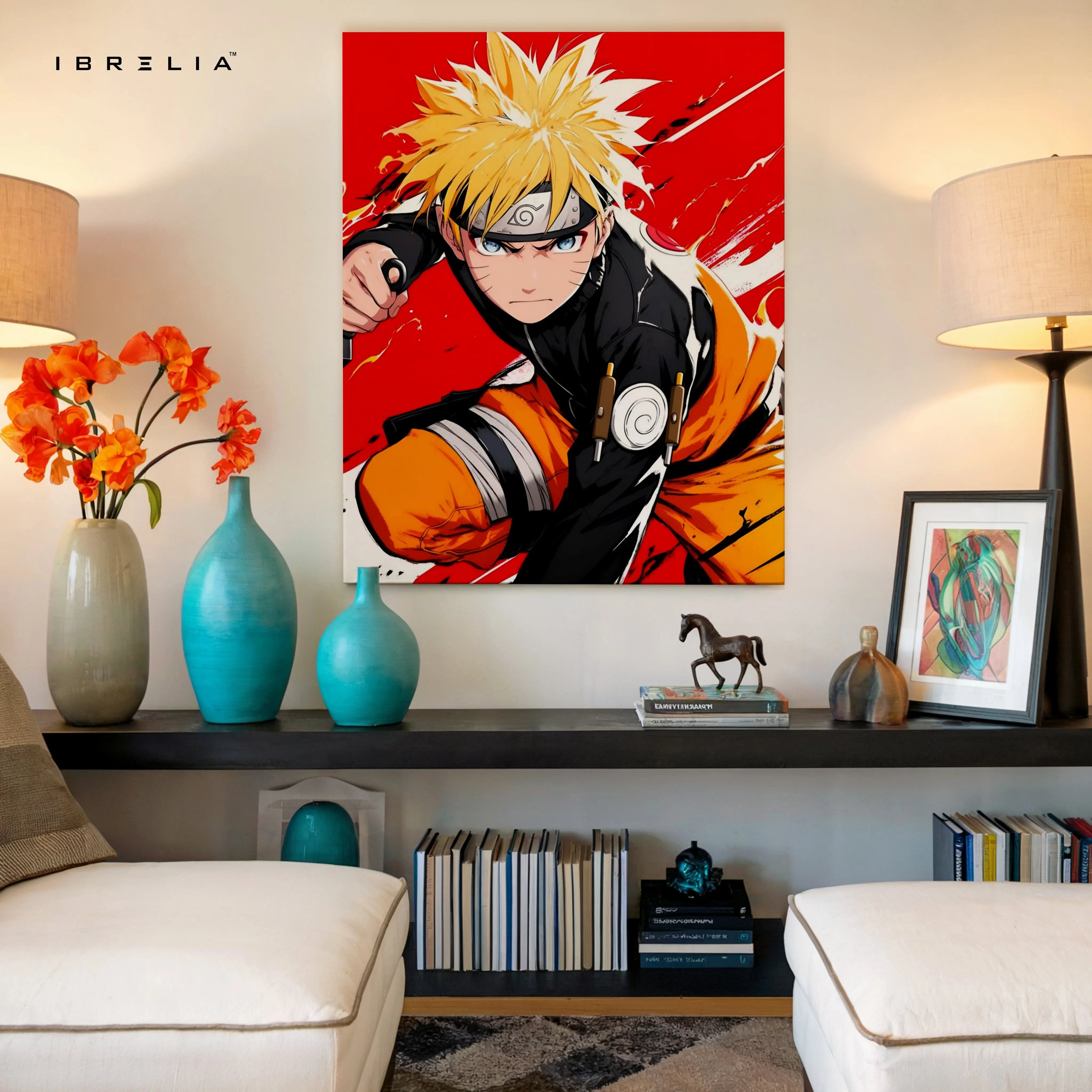 Naruto Action Wall Art – Anime Battle Canvas Frame | Naruto Uzumaki Poster Pakistan | IBRELIA™ IBRELIA