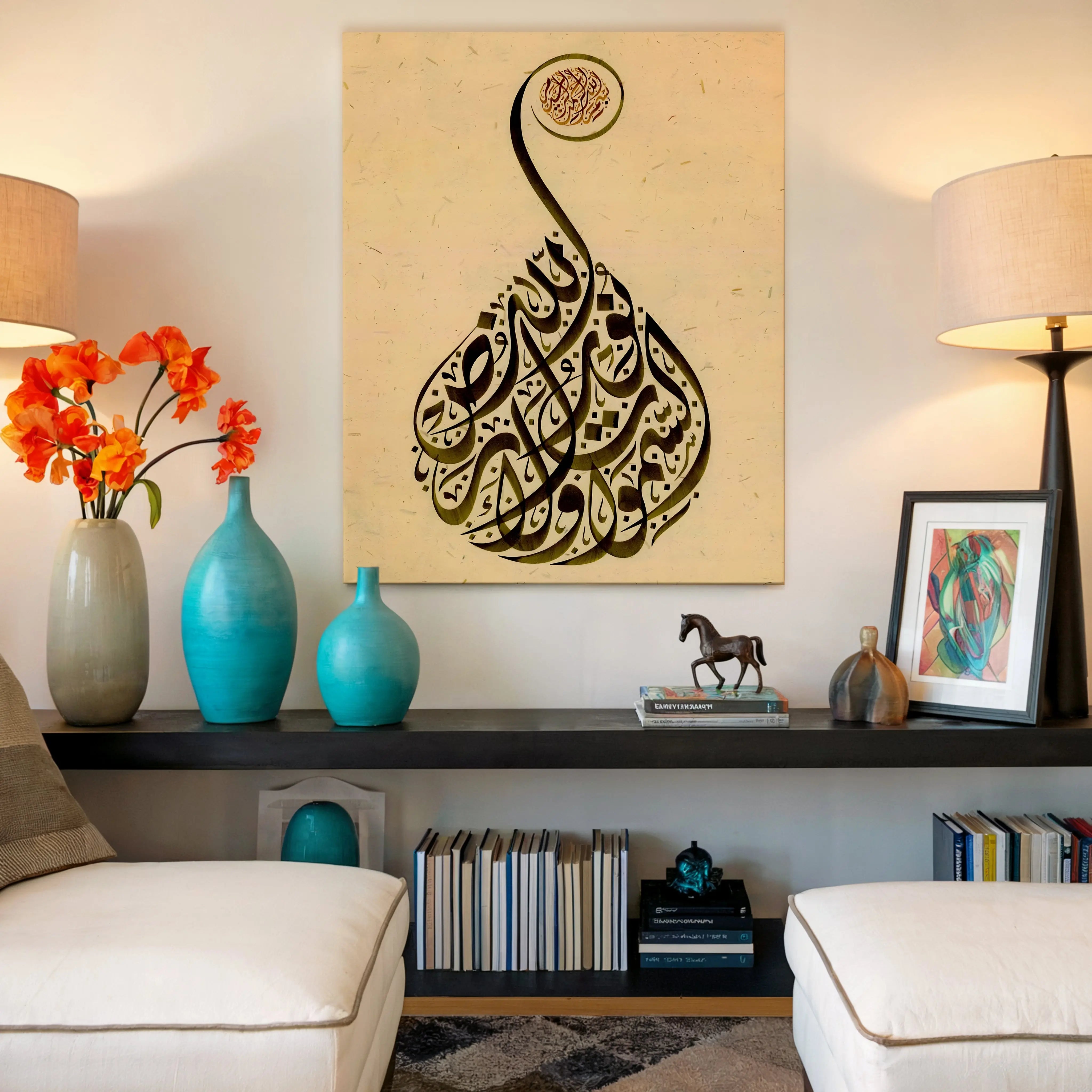 Bismillah Elegant Flame Calligraphy Art – Islamic Wall Art | 4K Ultra Wrap Frame Wall Art in Pakistan | IBRELIA™ IBRELIA