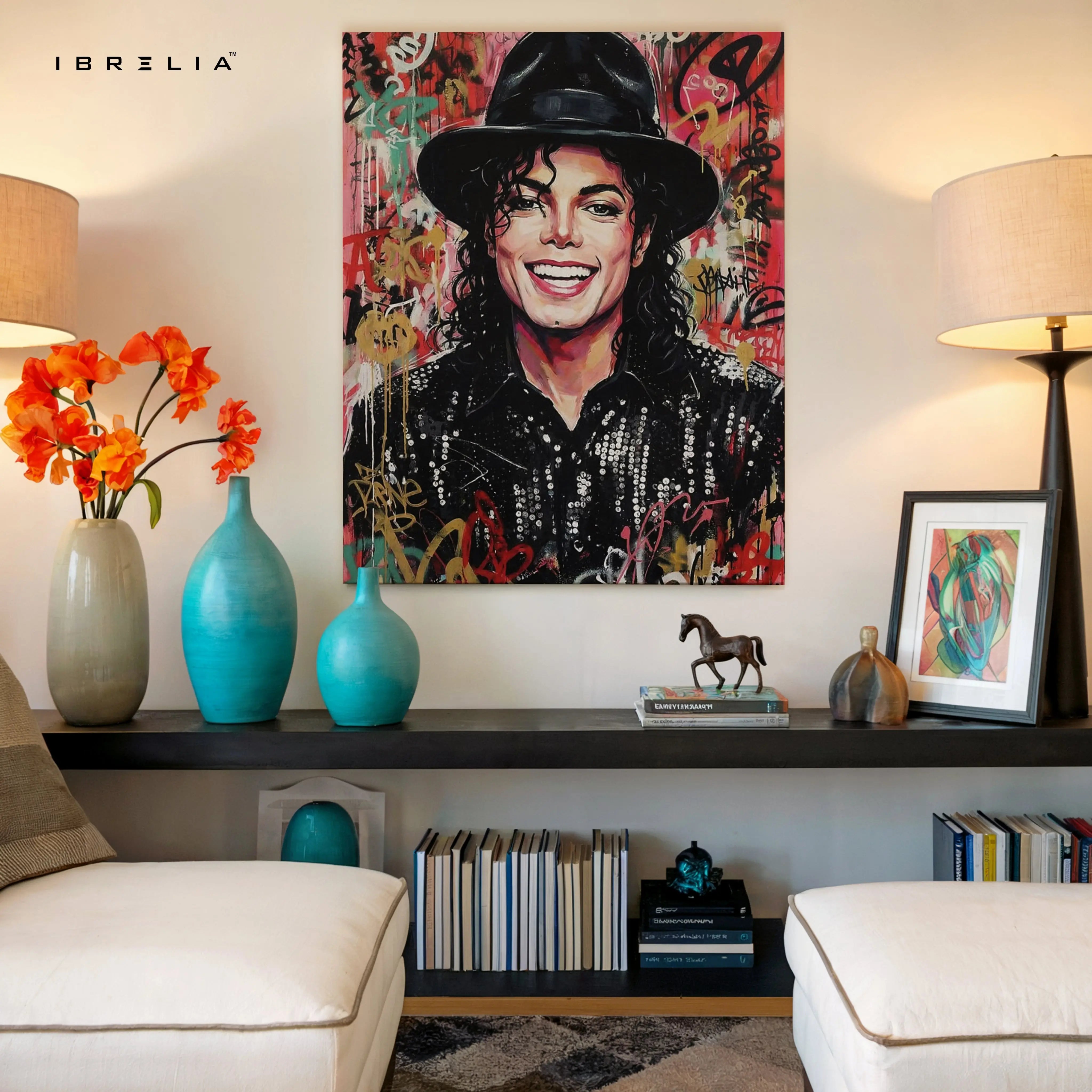 Pop Art Music Icon Wall Art – Graffiti Style Celebrity Canvas Frame | Urban Street Art Poster Pakistan | IBRELIA™ IBRELIA