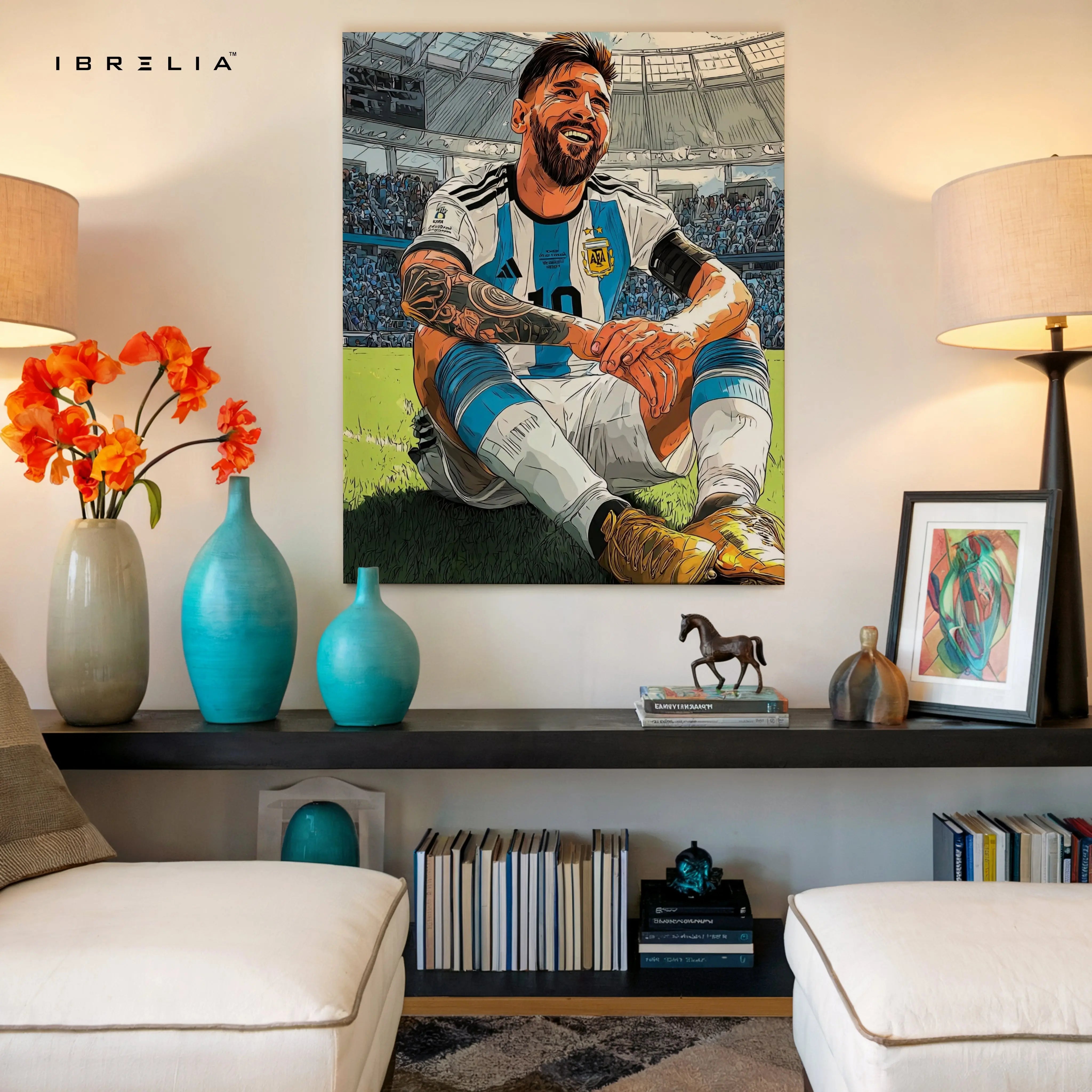 Lionel Messi Argentina Wall Art – World Champion Football Canvas Frame | Soccer Legend Poster Pakistan | IBRELIA™ IBRELIA