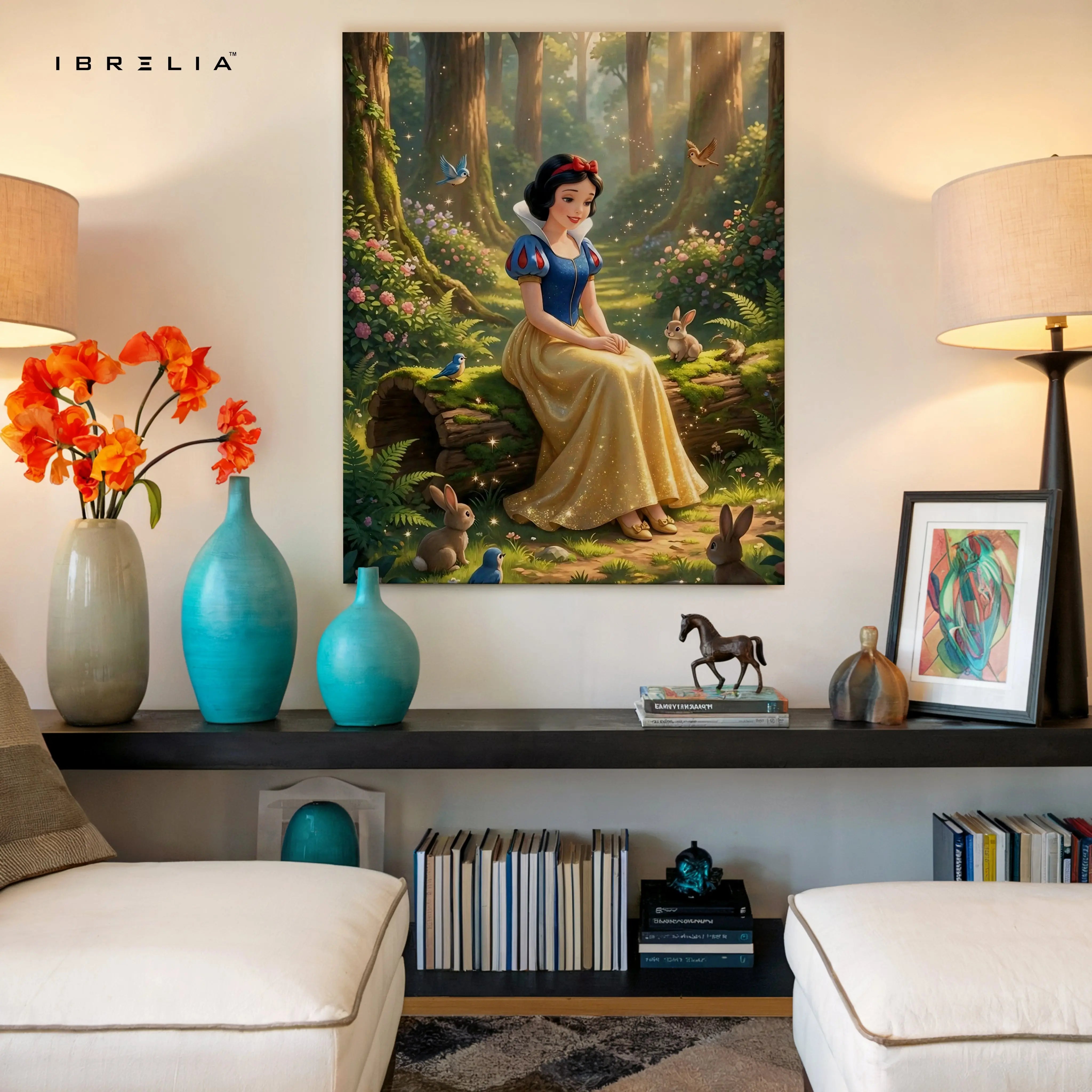 Snow White Enchanted Forest Wall Art – Fairy Tale Princess Canvas Frame | Magical Nature Decor Pakistan | IBRELIA™ IBRELIA