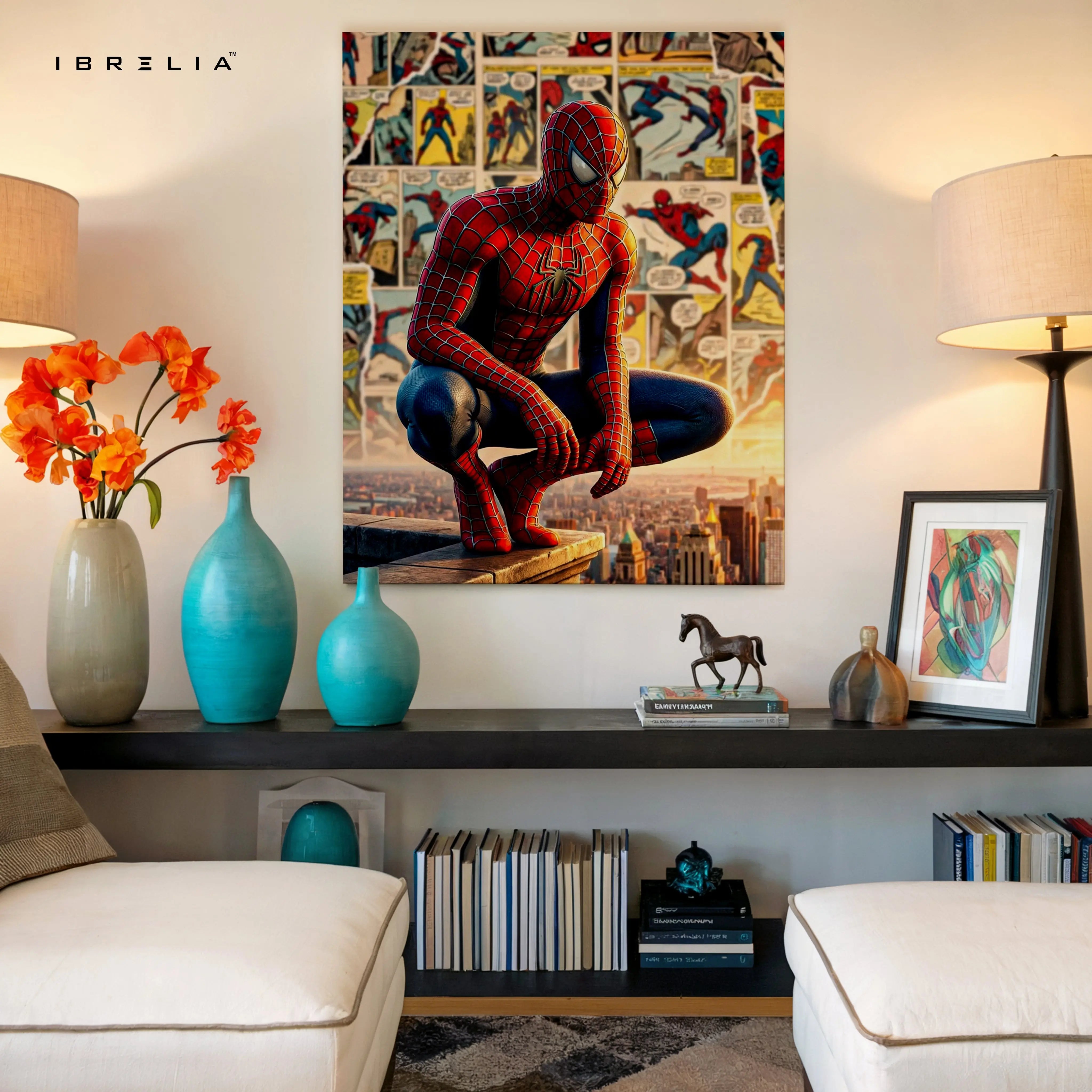 Spider-Man City Wall Art – Marvel Superhero Canvas Frame | Spider-Man Poster Pakistan | IBRELIA™ IBRELIA