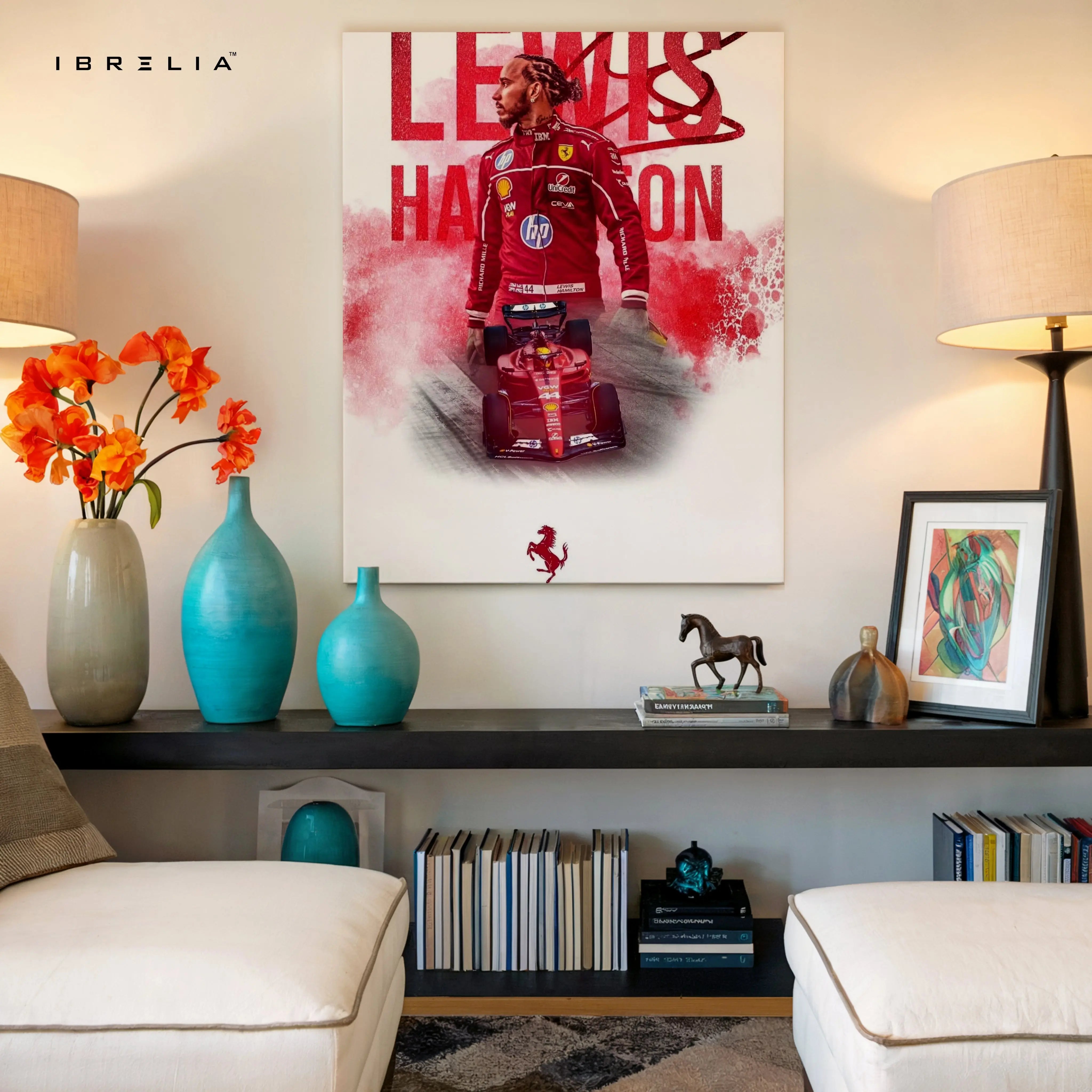 Lewis Hamilton Ferrari Legacy Wall Art – Formula 1 Racing Canvas Frame Pakistan | F1 Champion Poster | IBRELIA™ IBRELIA