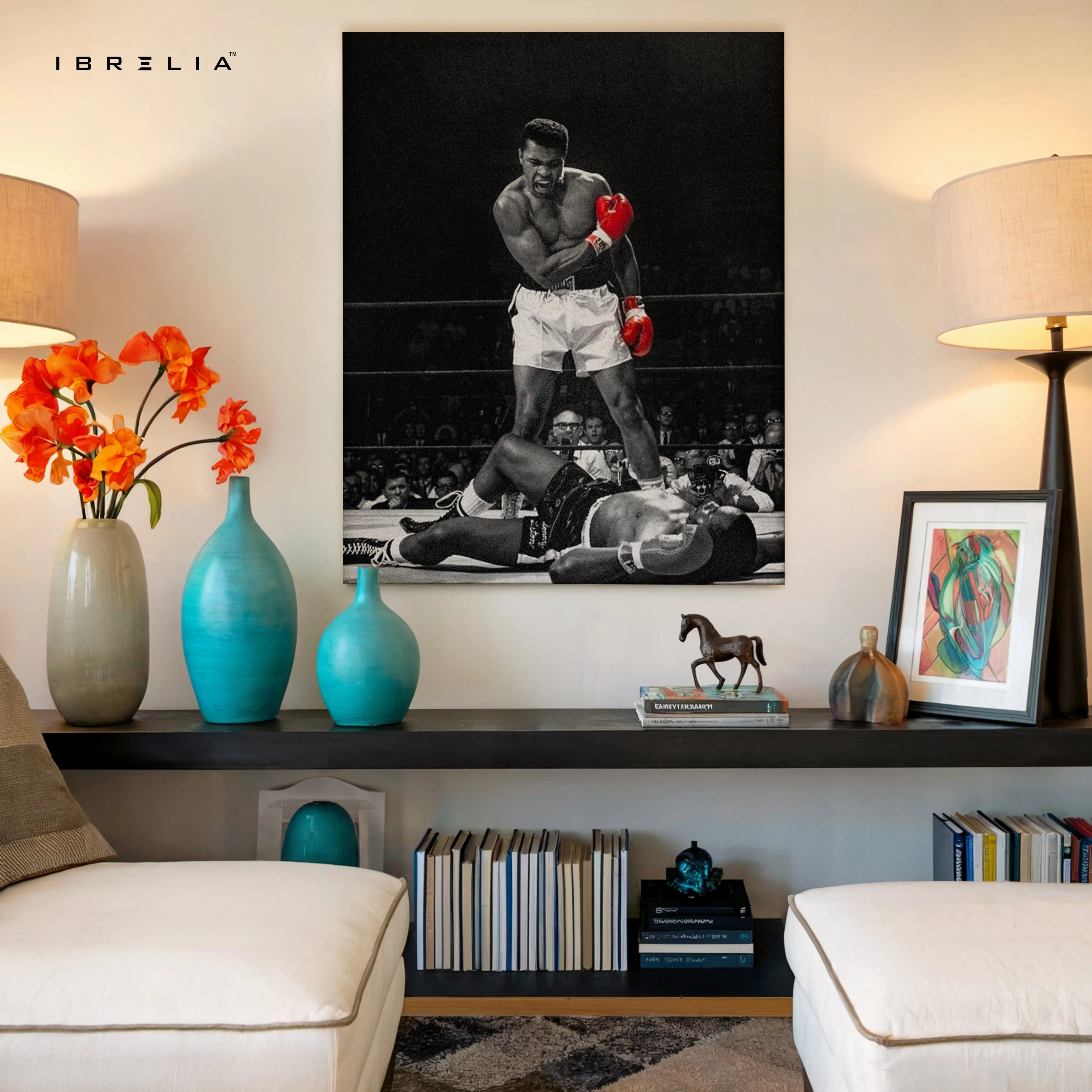 Muhammad Ali Knockout Legacy Wall Art – Iconic Boxing Canvas Frame Pakistan | Vintage Champion Poster | IBRELIA™ IBRELIA