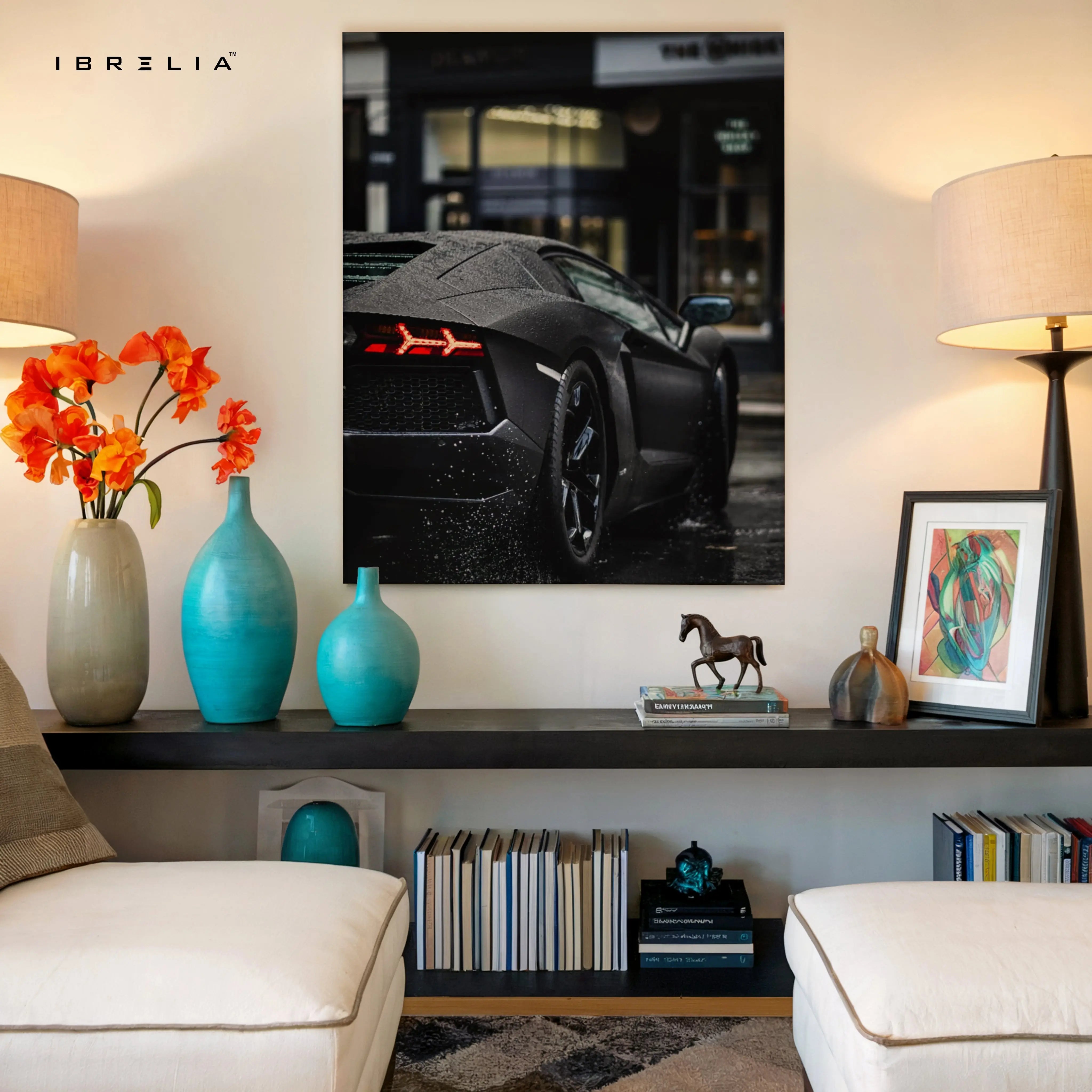 Lamborghini Night Street Wall Art – Dark Aesthetic Supercar Poster | 4K Ultra Wrap Frame Wall Art in Pakistan | IBRELIA™ IBRELIA