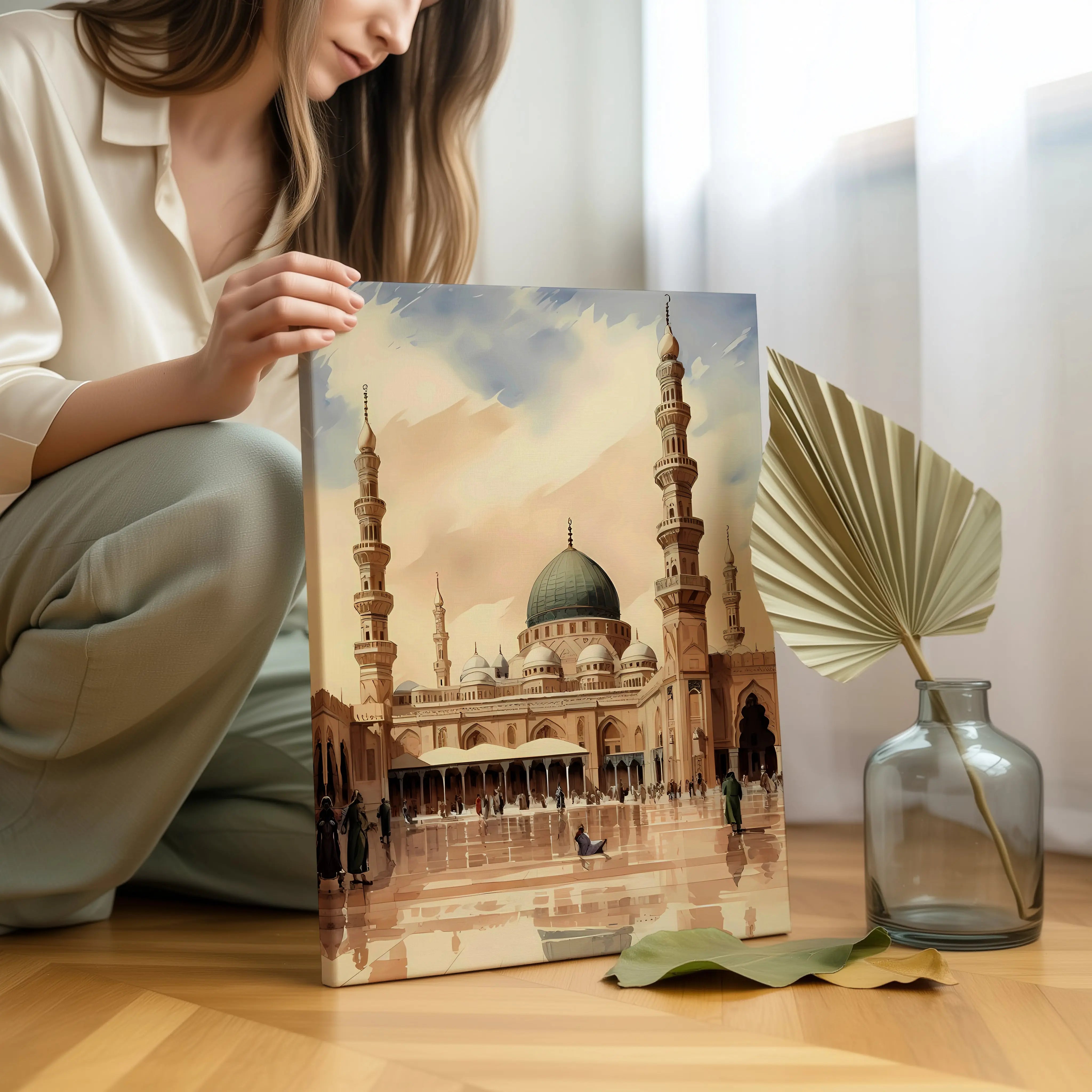Masjid e Nabawi Courtyard Art – Madinah Serenity | 4K Ultra Wrap Frame Wall Art in Pakistan | IBRELIA™ IBRELIA