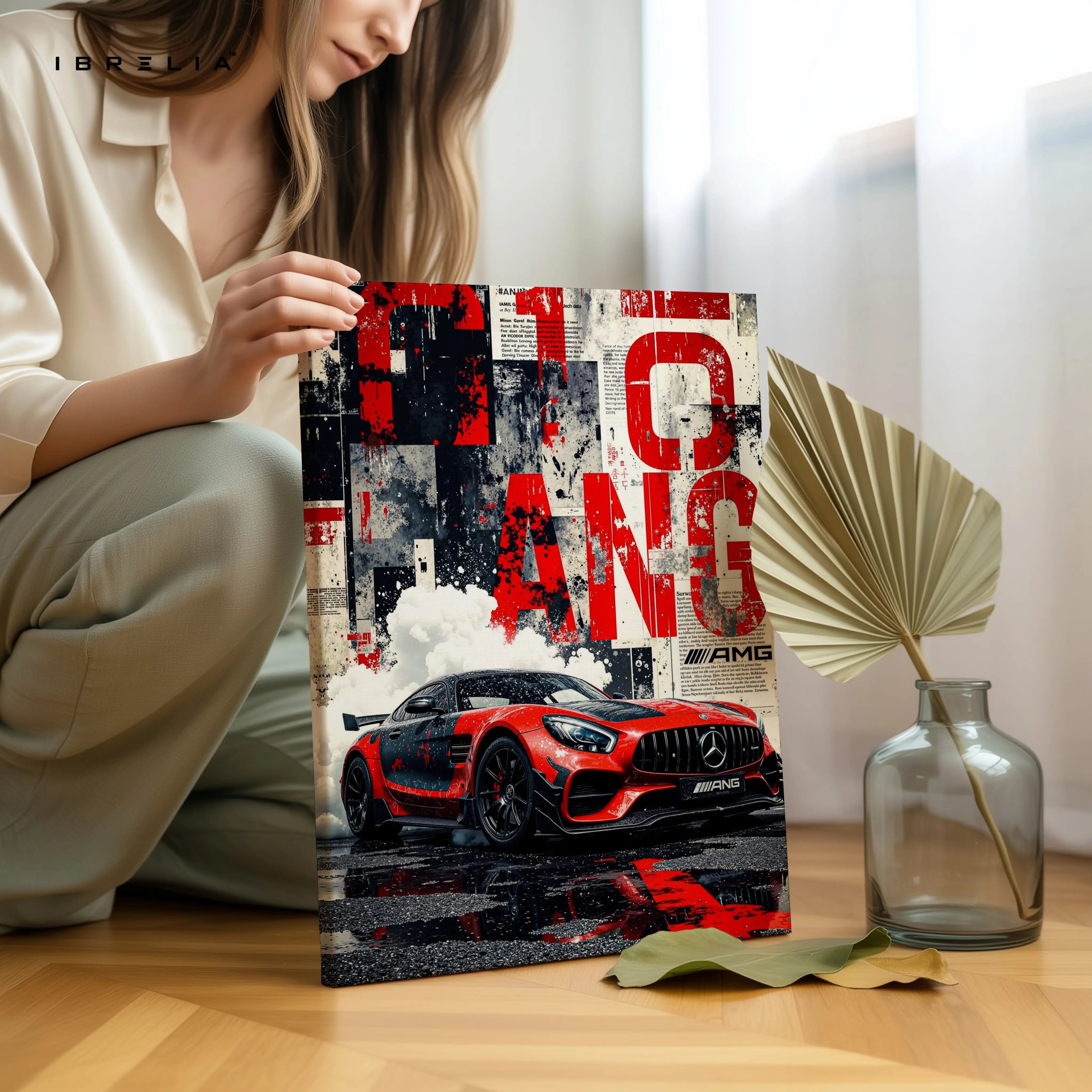 Mercedes AMG Street Racing Wall Art – Performance Car Canvas Frame Pakistan | Luxury Car Poster | IBRELIA™ IBRELIA
