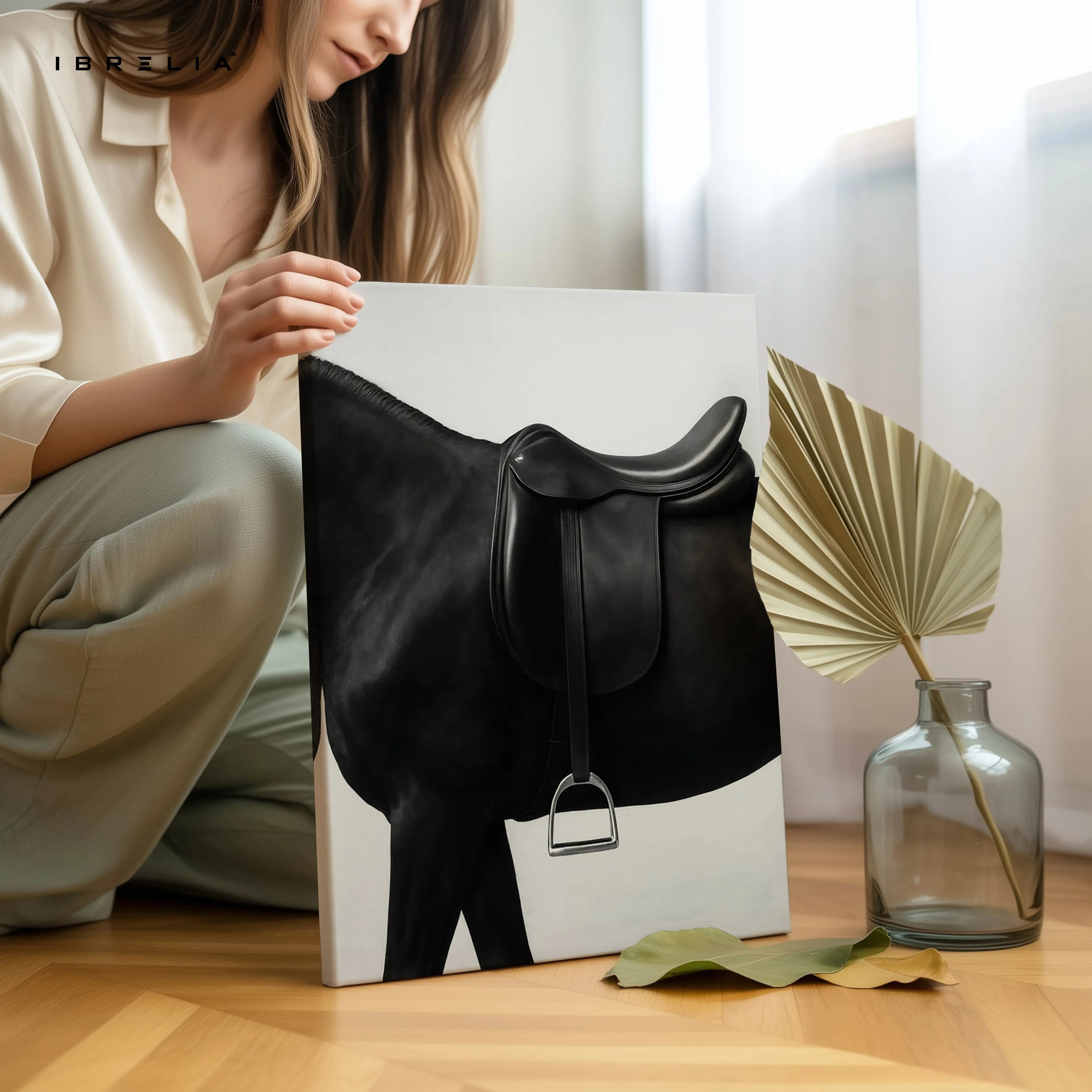 Equestrian Saddle Minimal Art – Luxury Horse Detail Modern Wall Art | 4K Ultra Wrap Frame Wall Art in Pakistan | IBRELIA™ IBRELIA