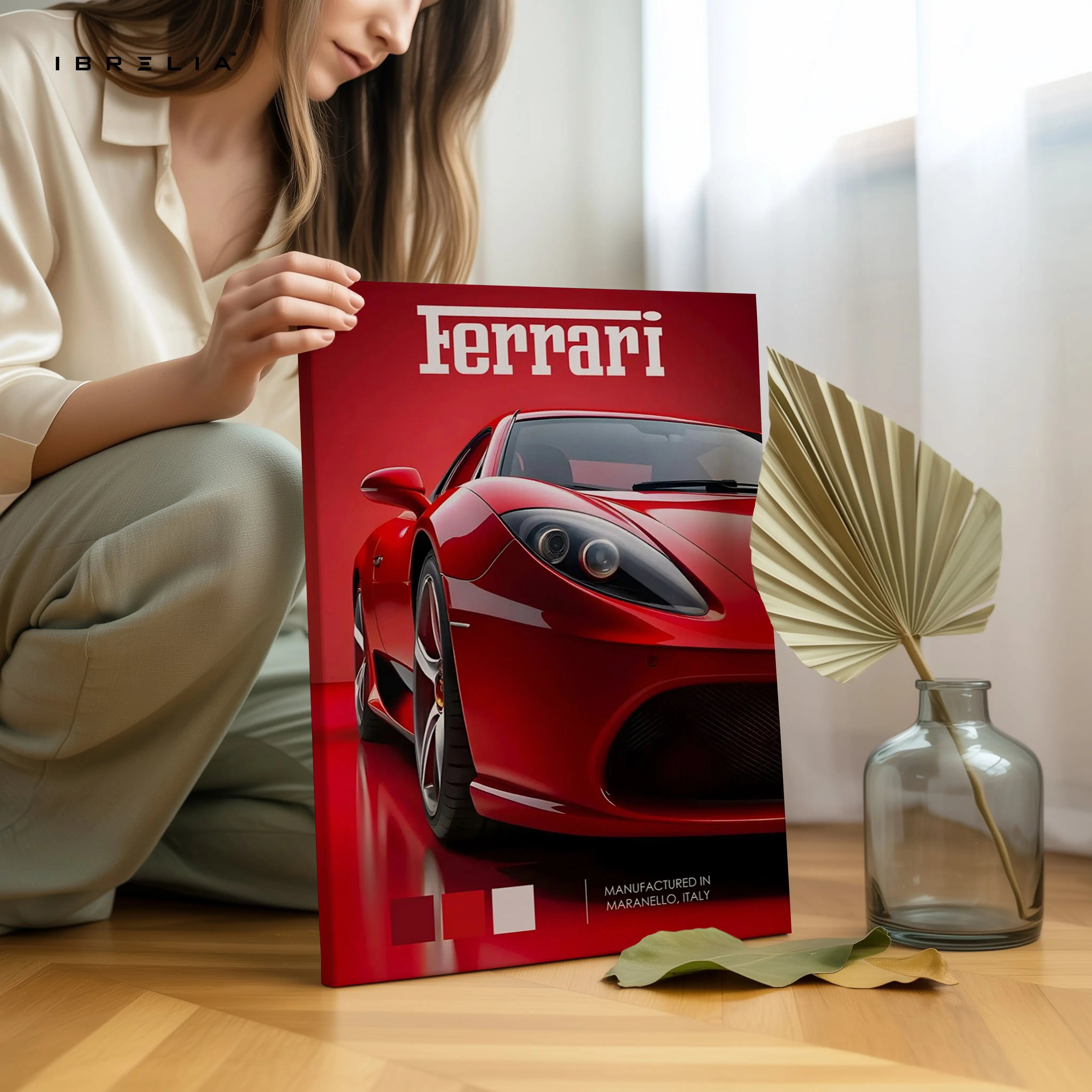 Ferrari Red Power Art – Luxury Supercar Front Detail Wall Art | 4K Ultra Wrap Frame Wall Art in Pakistan | IBRELIA™ IBRELIA