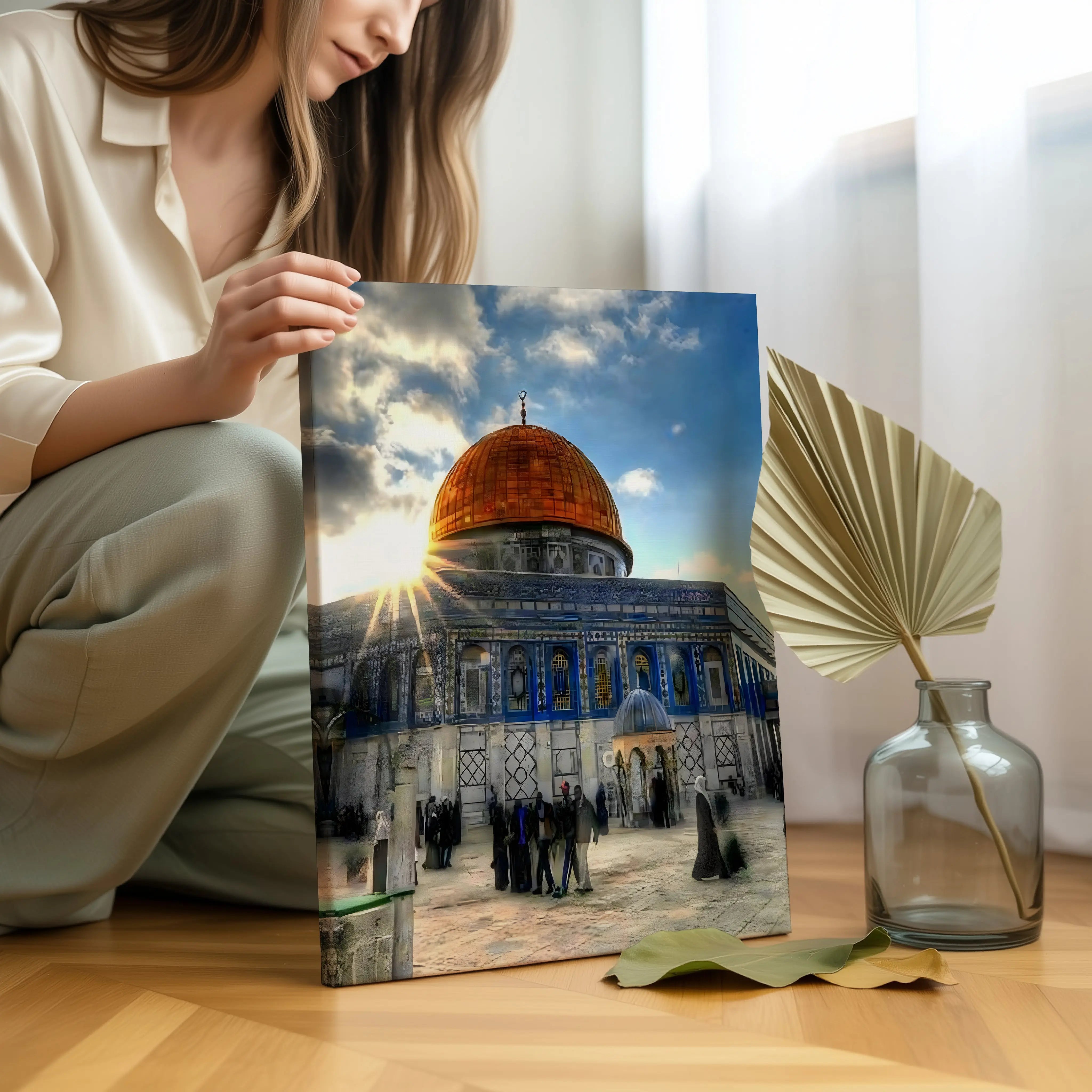 Dome of the Rock Sunrise Glory Art – Jerusalem Islamic Architecture Wall Art | 4K Ultra Wrap Frame Wall Art in Pakistan | IBRELIA™ IBRELIA