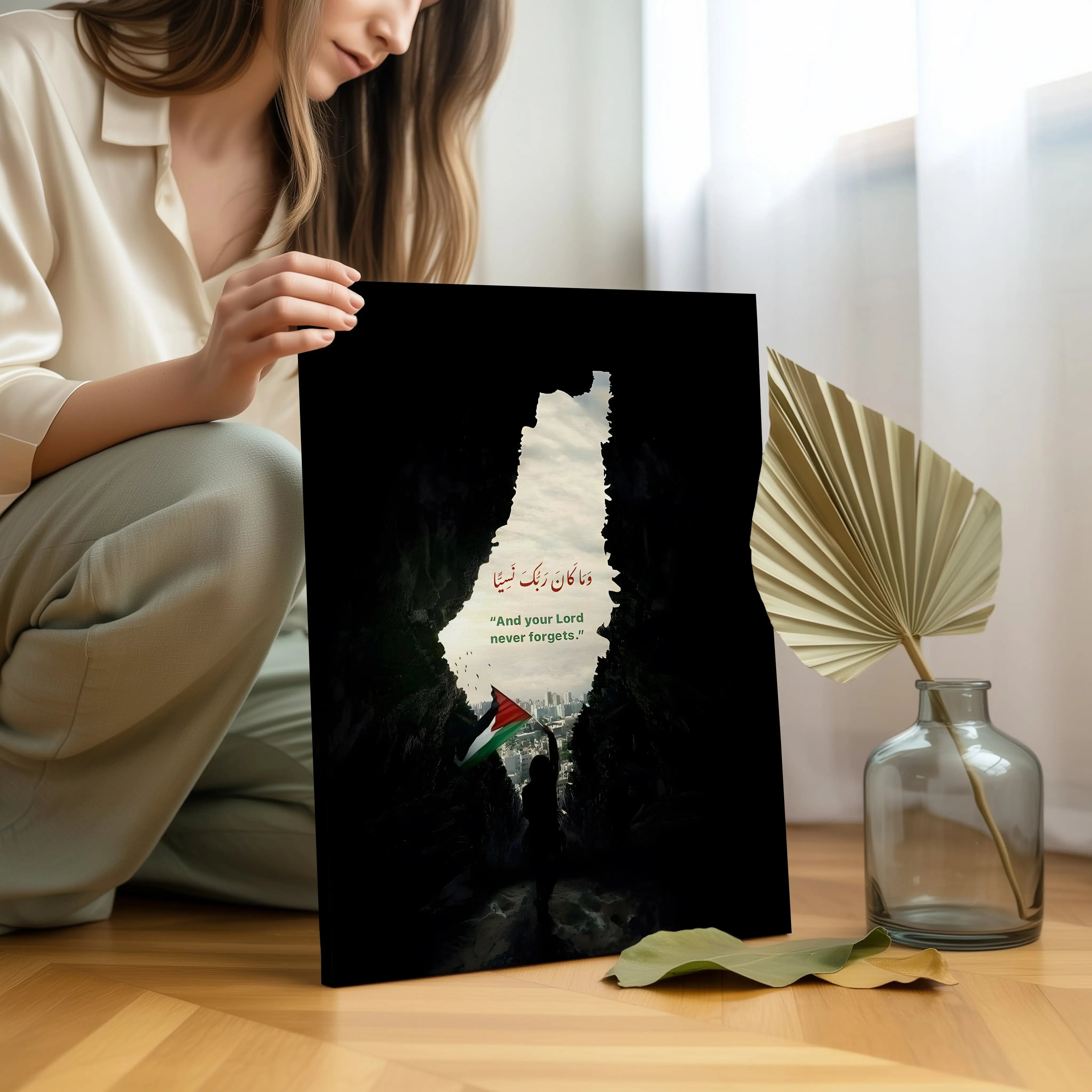 And Your Lord Never Forgets Art – Palestine Hope Silhouette | 4K Ultra Wrap Frame Wall Art in Pakistan | IBRELIA™ IBRELIA