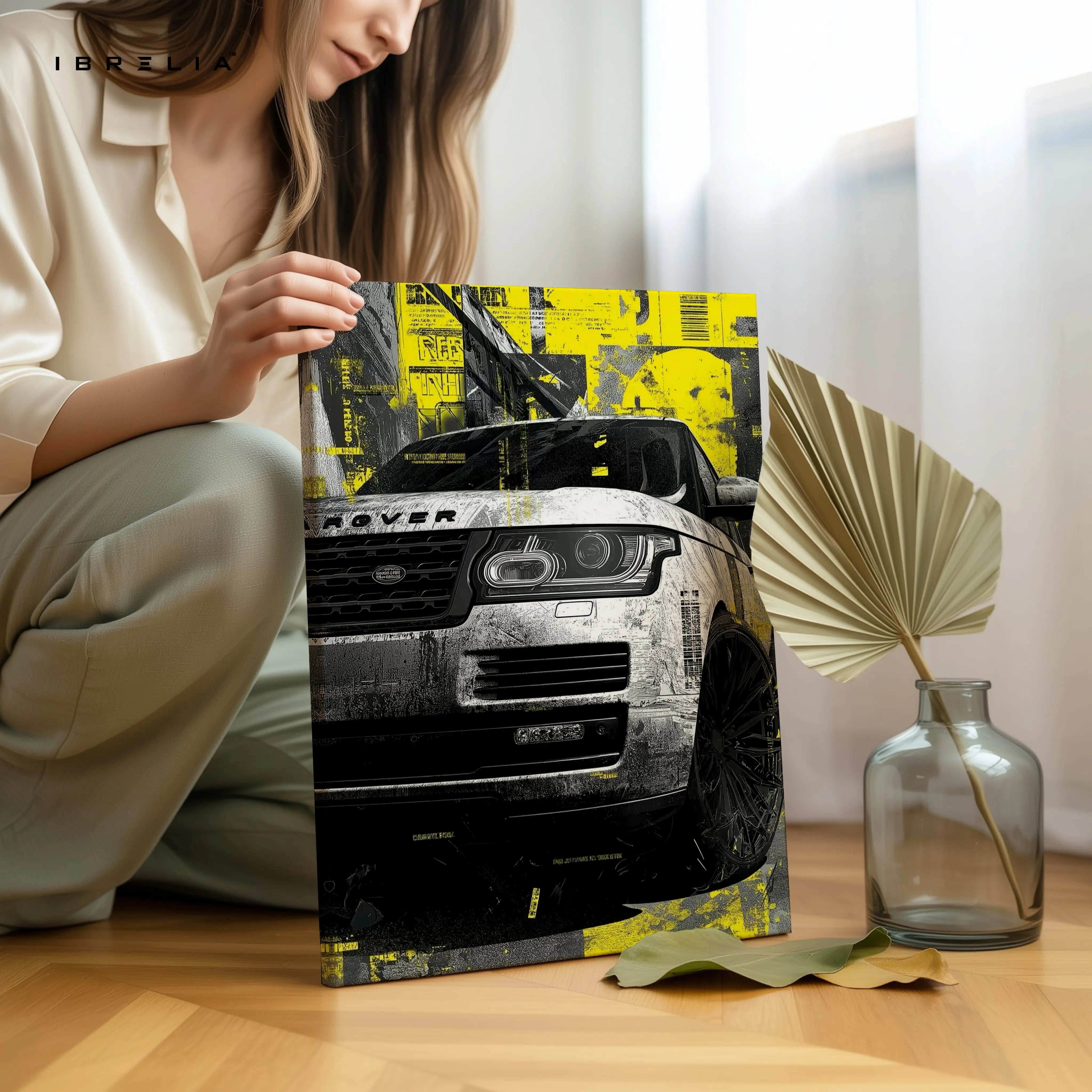 Range Rover Street Art Wall Art – Urban Luxury SUV Canvas Frame | Grunge Automotive Poster Pakistan | IBRELIA™ IBRELIA