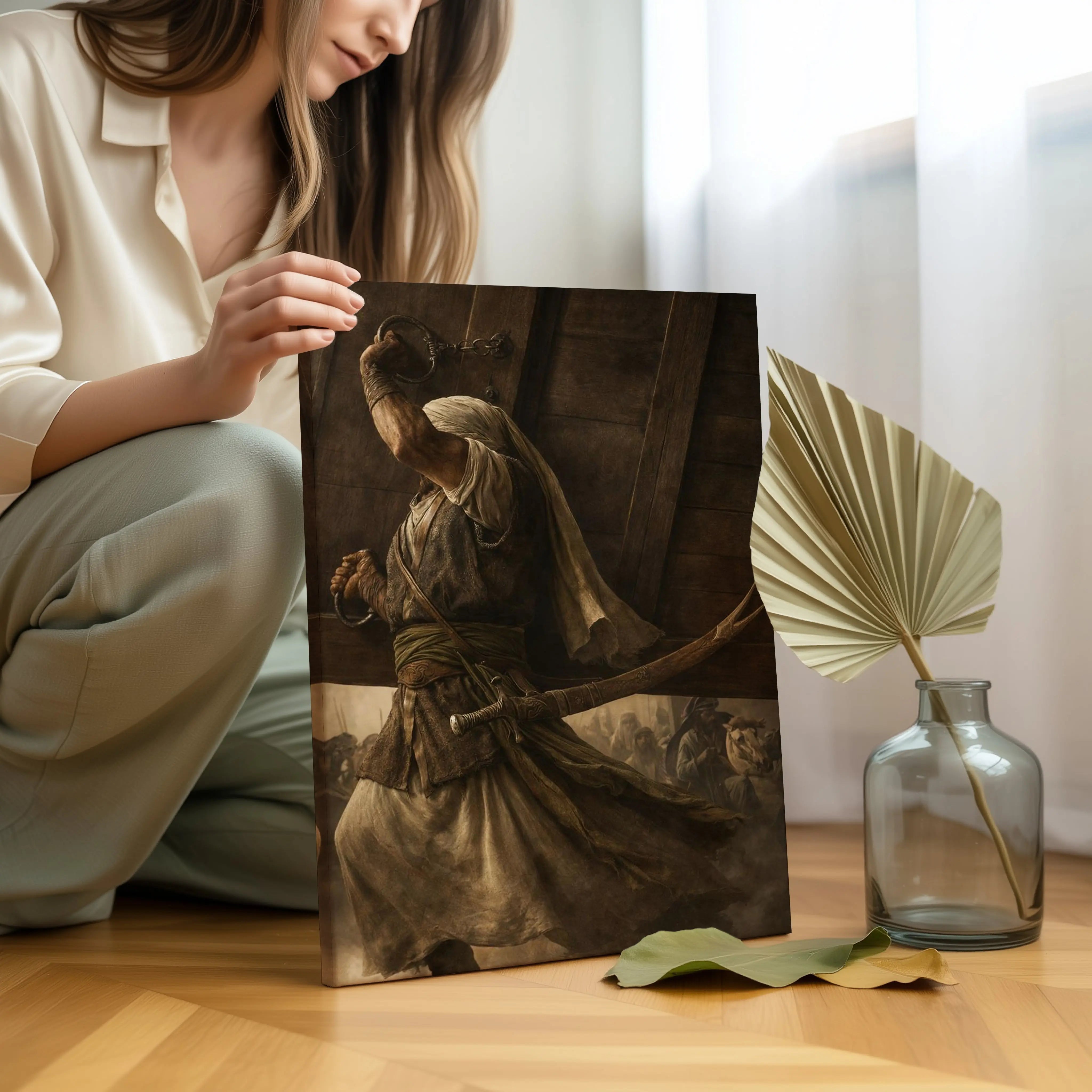 Warrior of Faith Strength Art – Islamic Historical Battle Scene | 4K Ultra Wrap Frame Wall Art in Pakistan | IBRELIA™ IBRELIA