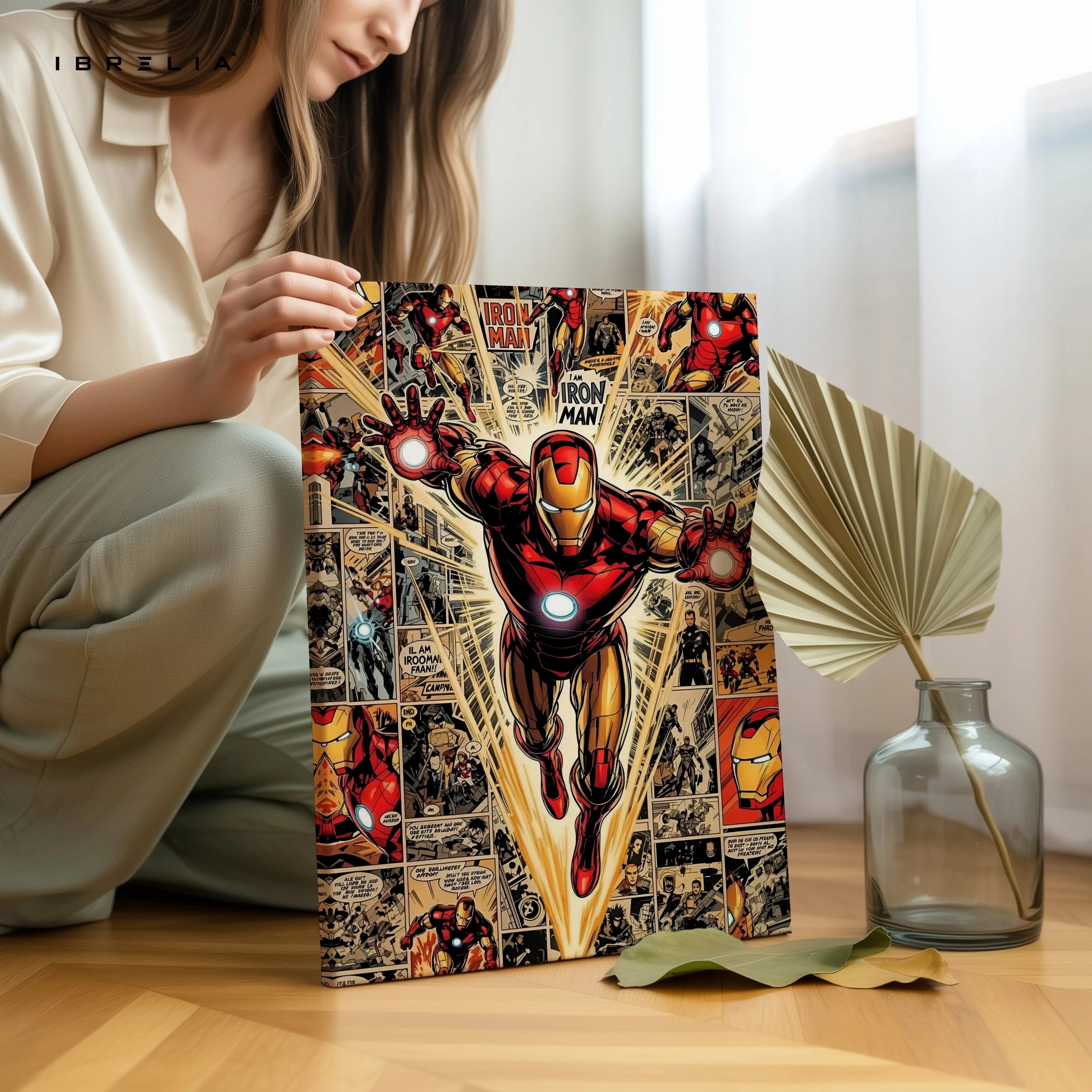Iron Man Flying Wall Art – Marvel Superhero Comic Canvas Frame | Iron Man Poster Pakistan | IBRELIA™ IBRELIA