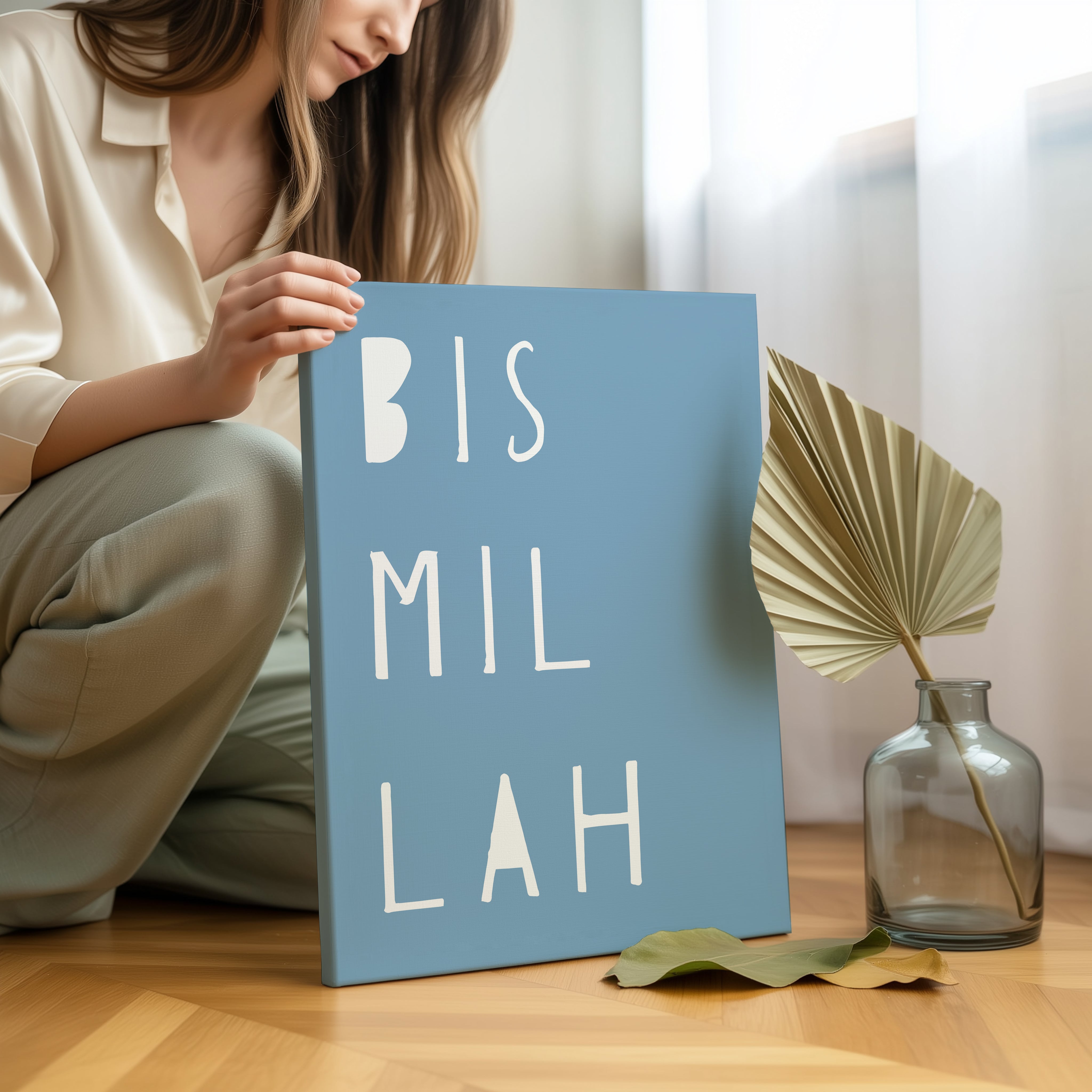 Bismillah Kids Wall Art – Minimal Islamic Nursery Decor | 4K Ultra Wrap Frame Wall Art in Pakistan | IBRELIA™