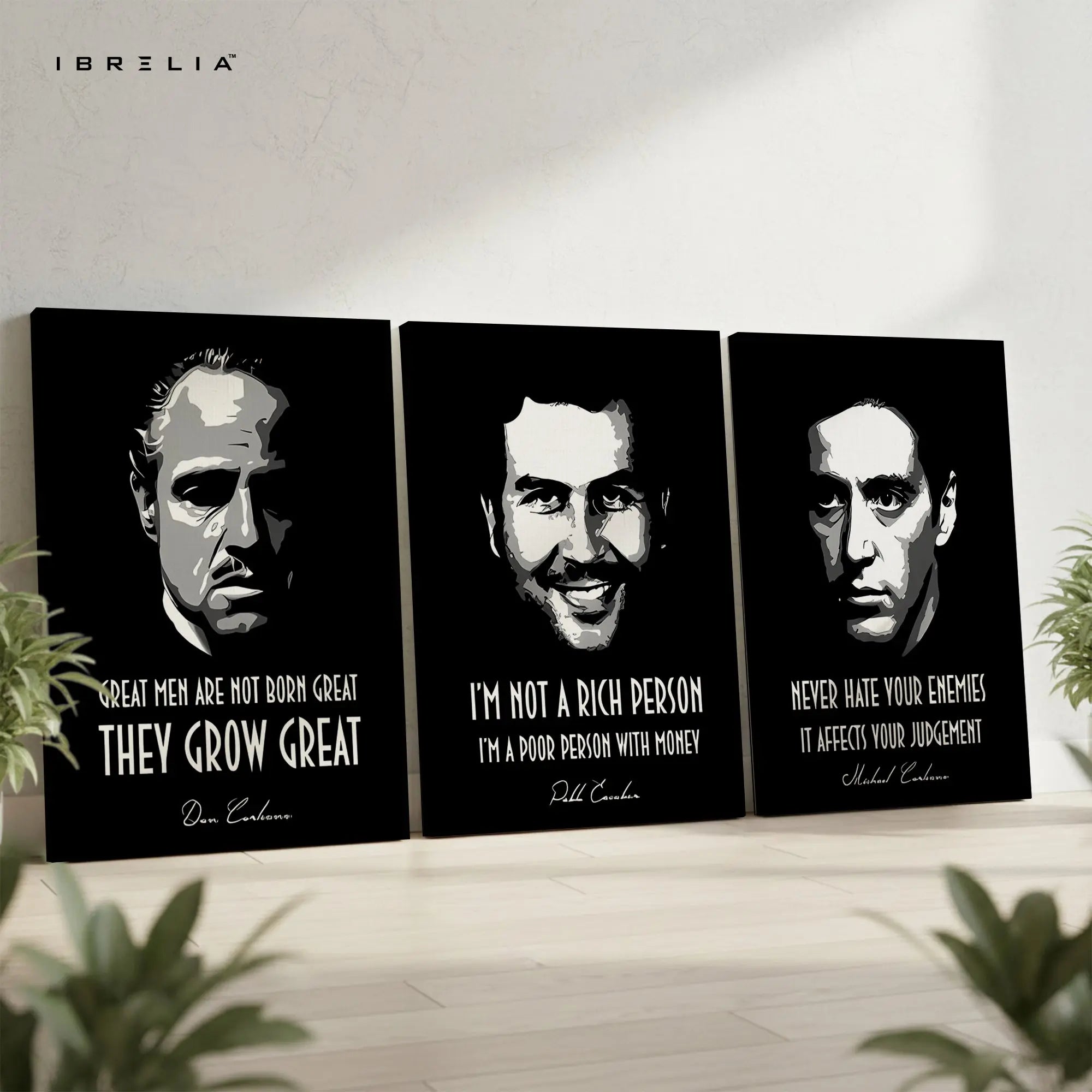 The Godfather Mafia Quotes 3 Panel 4K Ultra HD Wall Art in Pakistan | IBRELIA™ IBRELIA