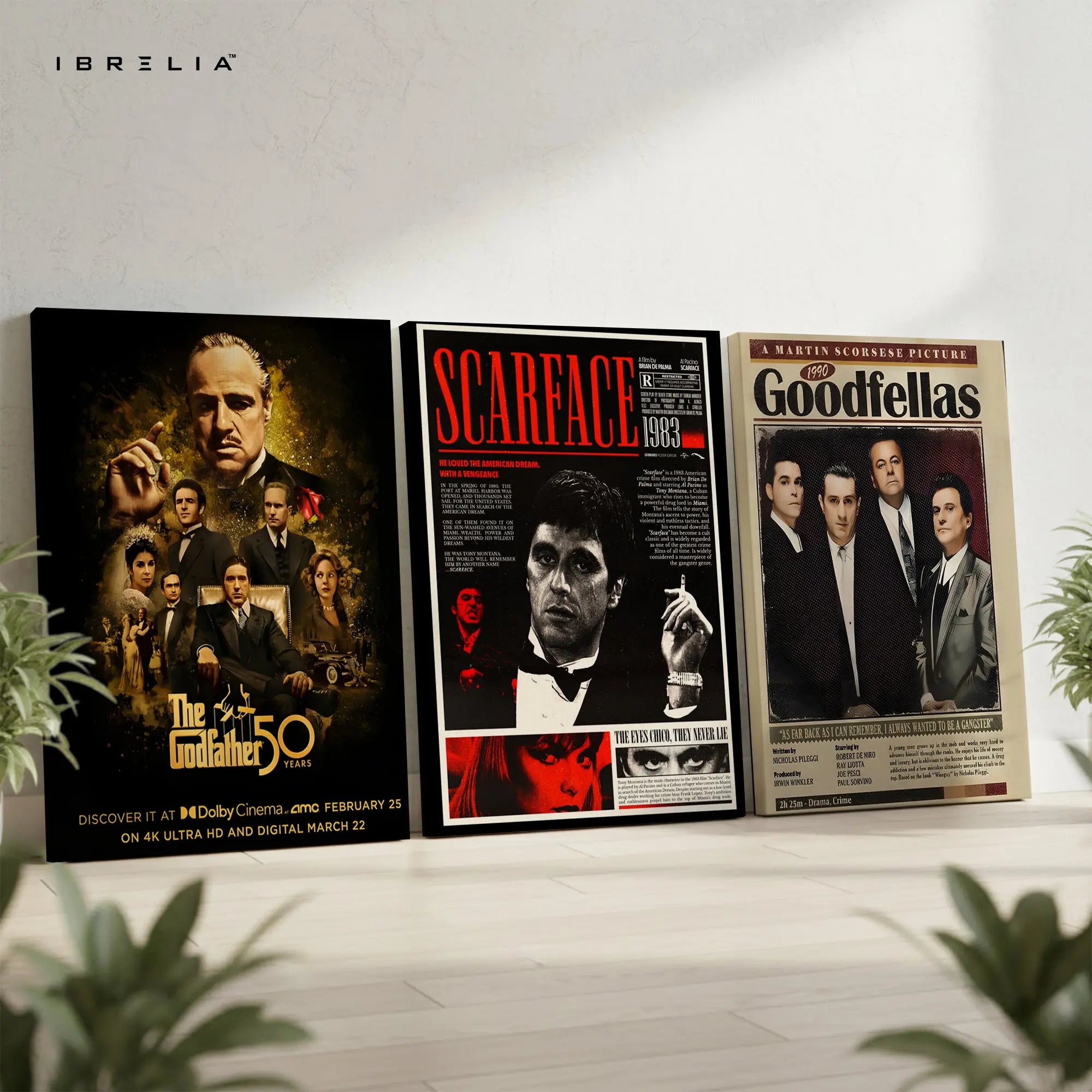 Mafia Classics Godfather Scarface Goodfellas 3 Panel 4K Ultra HD Wall Art in Pakistan | IBRELIA™ IBRELIA
