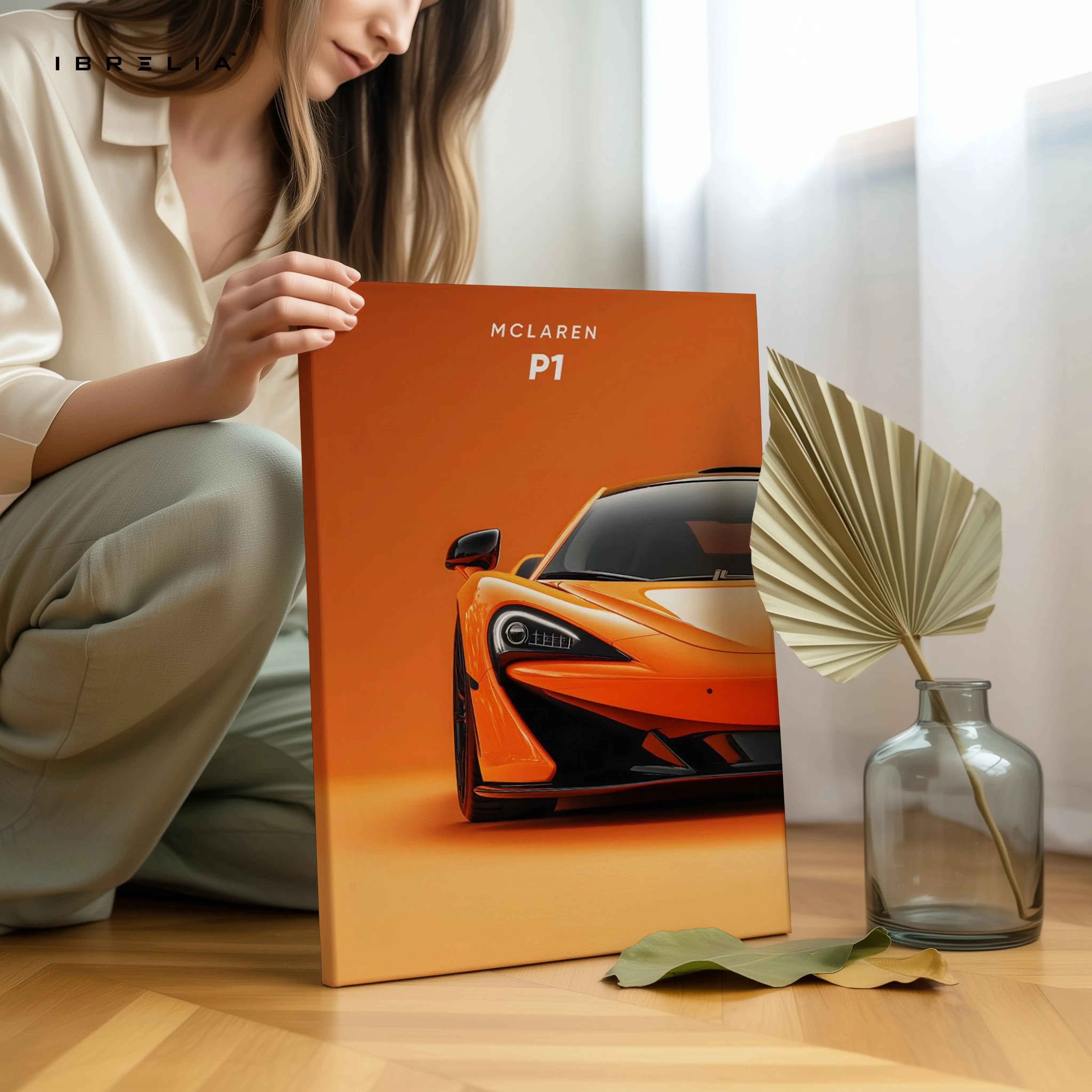 McLaren P1 Orange Power Art – Hypercar Minimal Luxury Wall Art | 4K Ultra Wrap Frame Wall Art in Pakistan | IBRELIA™ IBRELIA