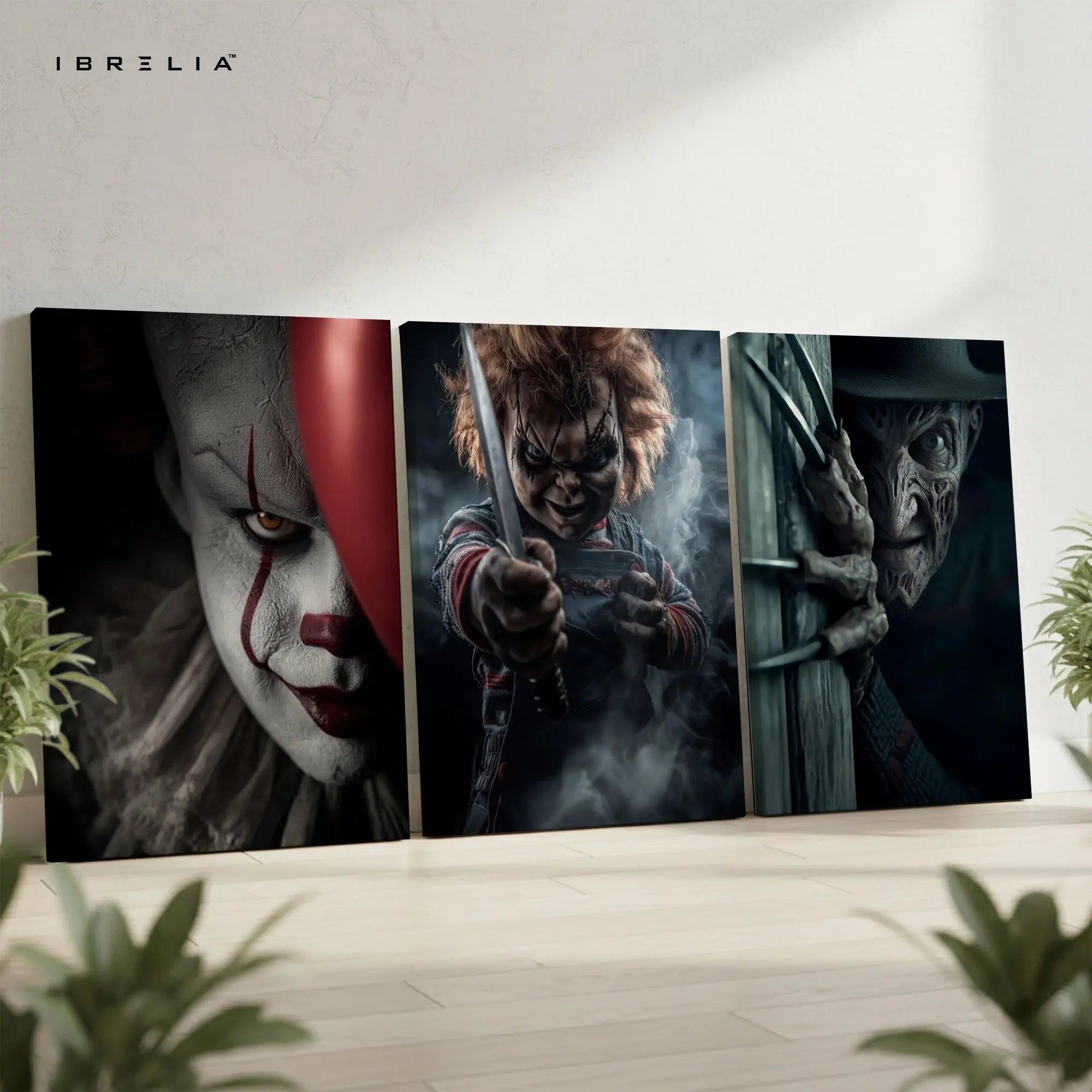 Horror Icons Nightmare 3 Panel 4K Ultra HD Wall Art in Pakistan | IBRELIA™ IBRELIA