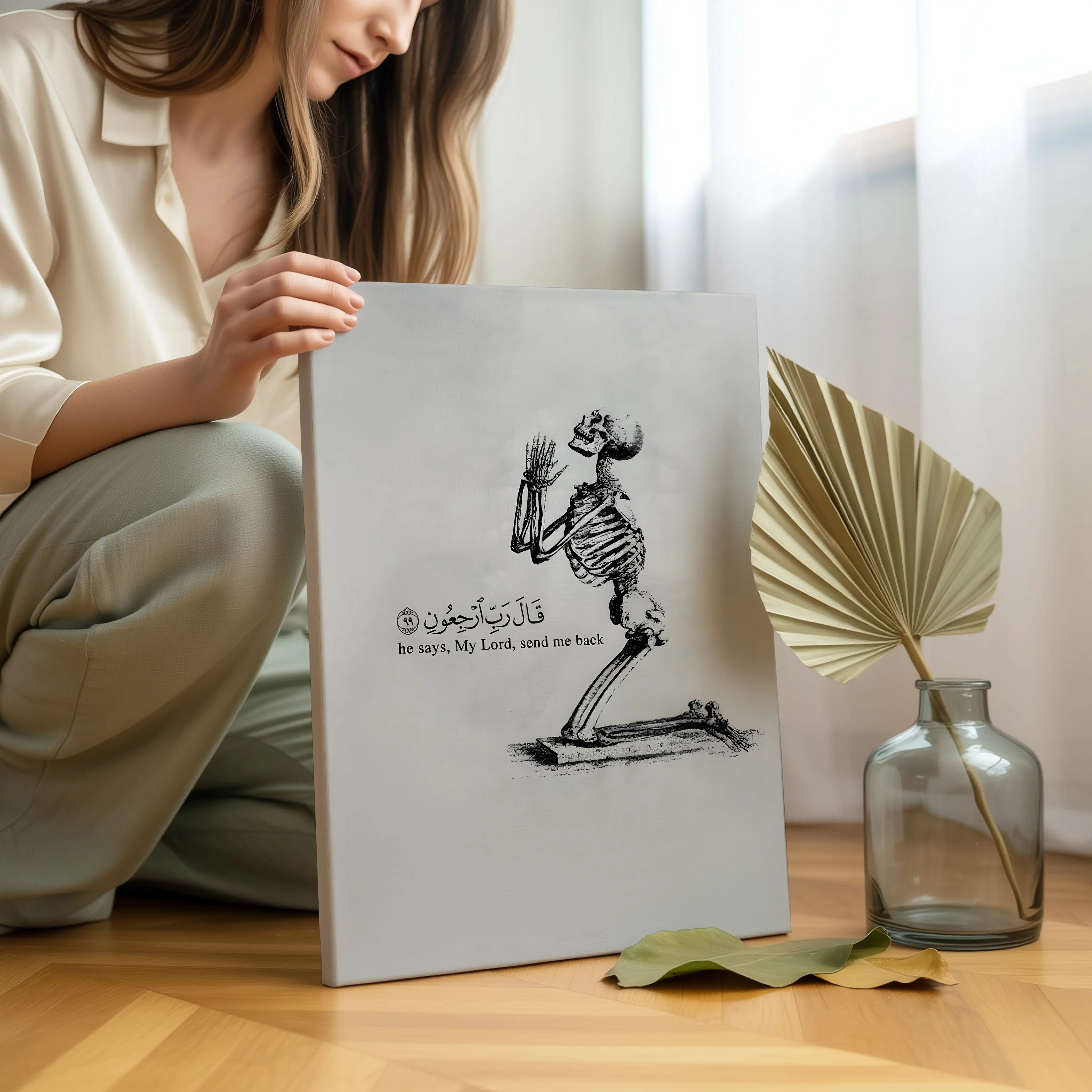 My Lord Send Me Back Art – Islamic Reminder Skeleton | 4K Ultra Wrap Frame Wall Art in Pakistan | IBRELIA™ IBRELIA