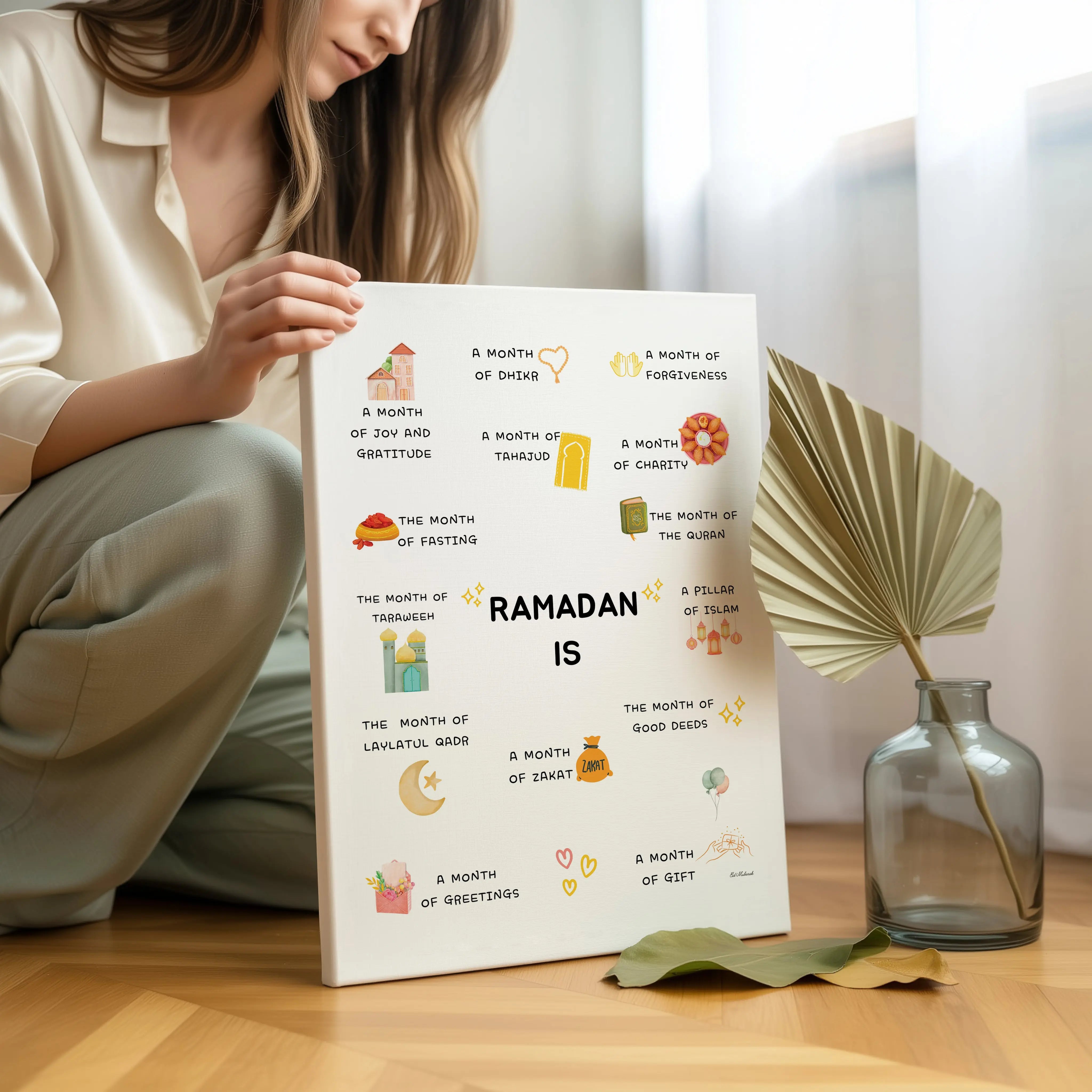 Ramadan Is – A Month of Blessings Wall Art | 4K Ultra Wrap Frame Islamic Ramadan Wall Art in Pakistan | IBRELIA™ IBRELIA