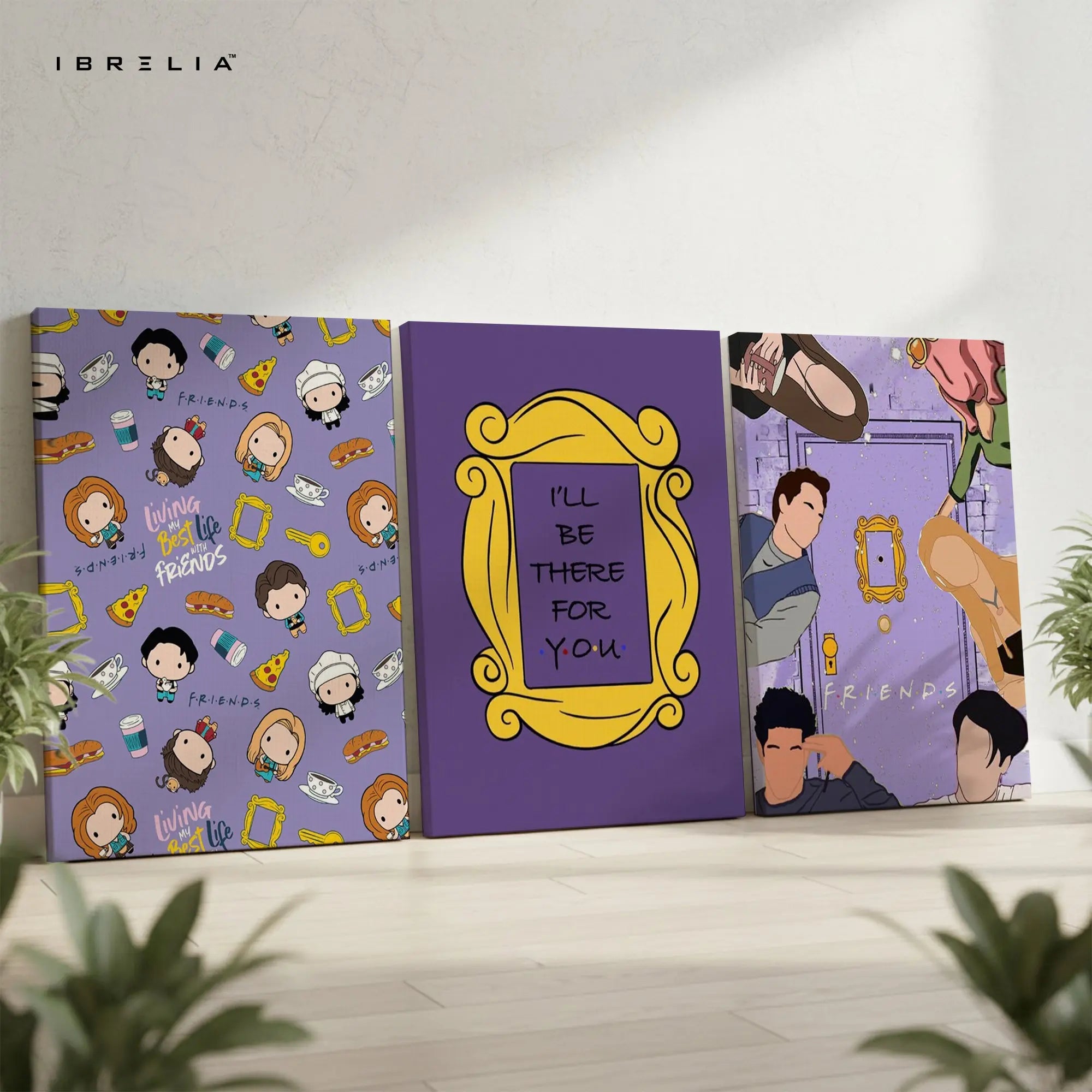 Friends TV Show Iconic Door Frame 3 Panel 4K Ultra HD Wall Art in Pakistan | IBRELIA™ IBRELIA