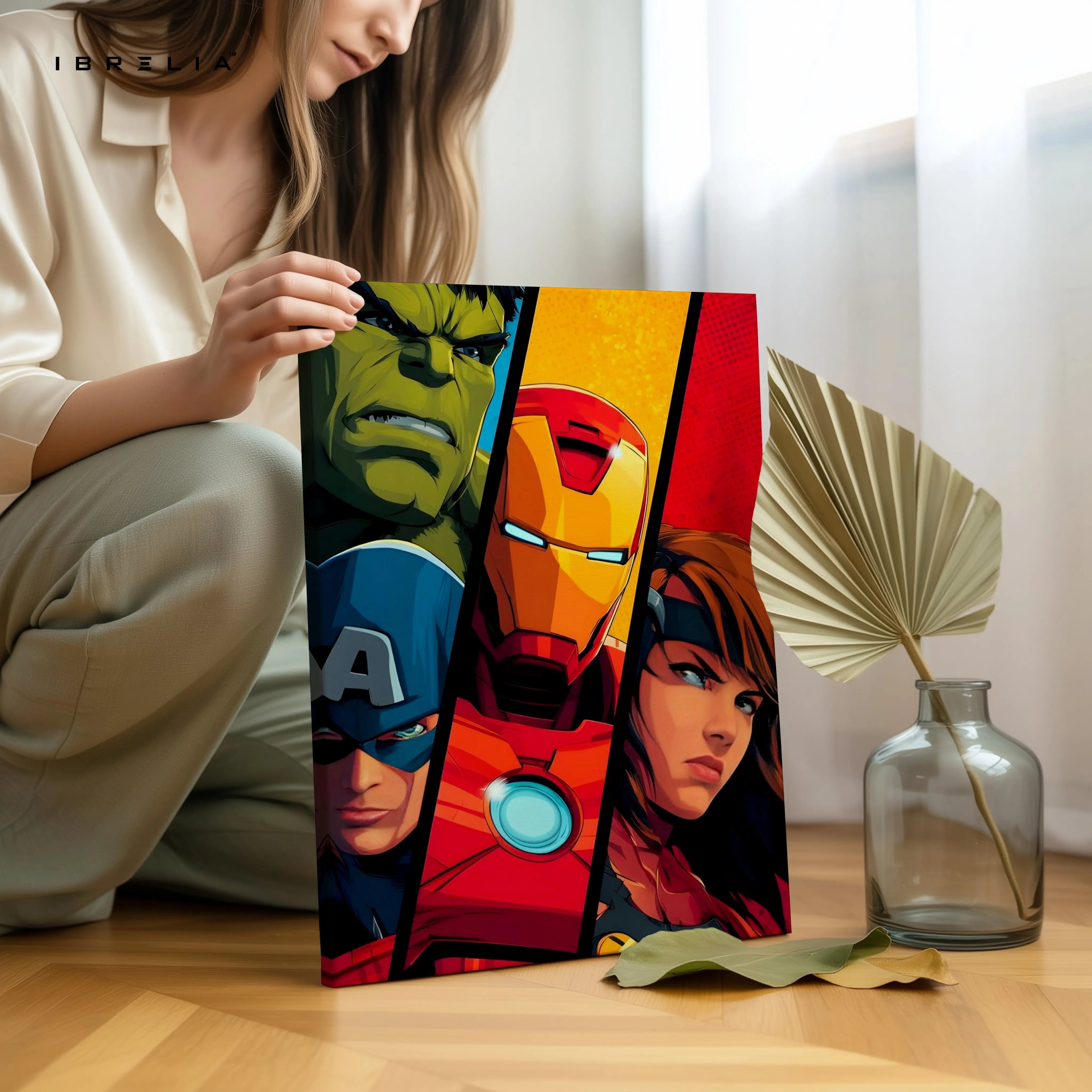 Avengers Split Wall Art – Marvel Superhero Canvas Frame | Iron Man Captain America Hulk Poster Pakistan | IBRELIA™ IBRELIA