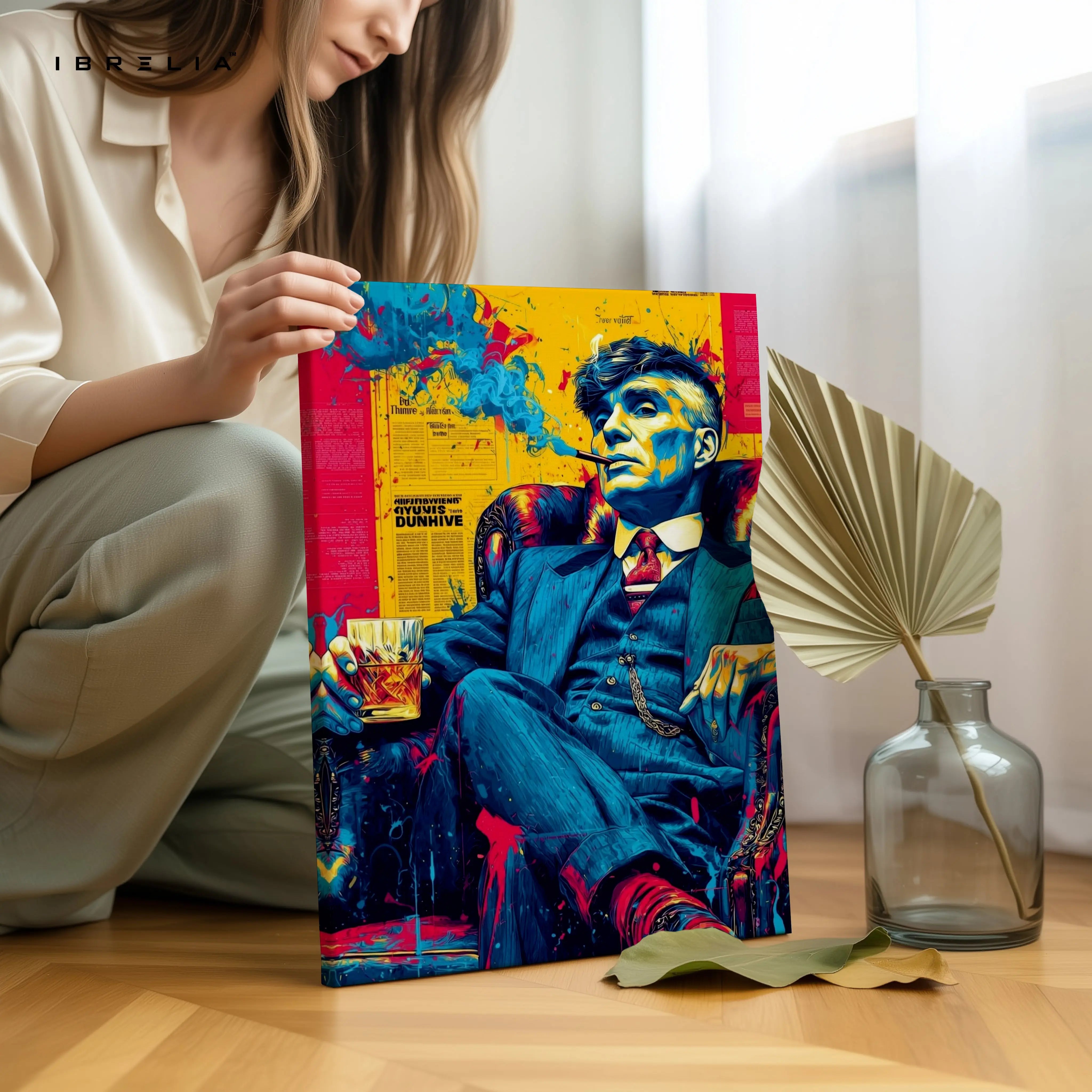 Vintage Gentleman Whiskey Wall Art – Luxury Pop Art Canvas Frame | Classic Suit Aesthetic Poster Pakistan | IBRELIA™ IBRELIA
