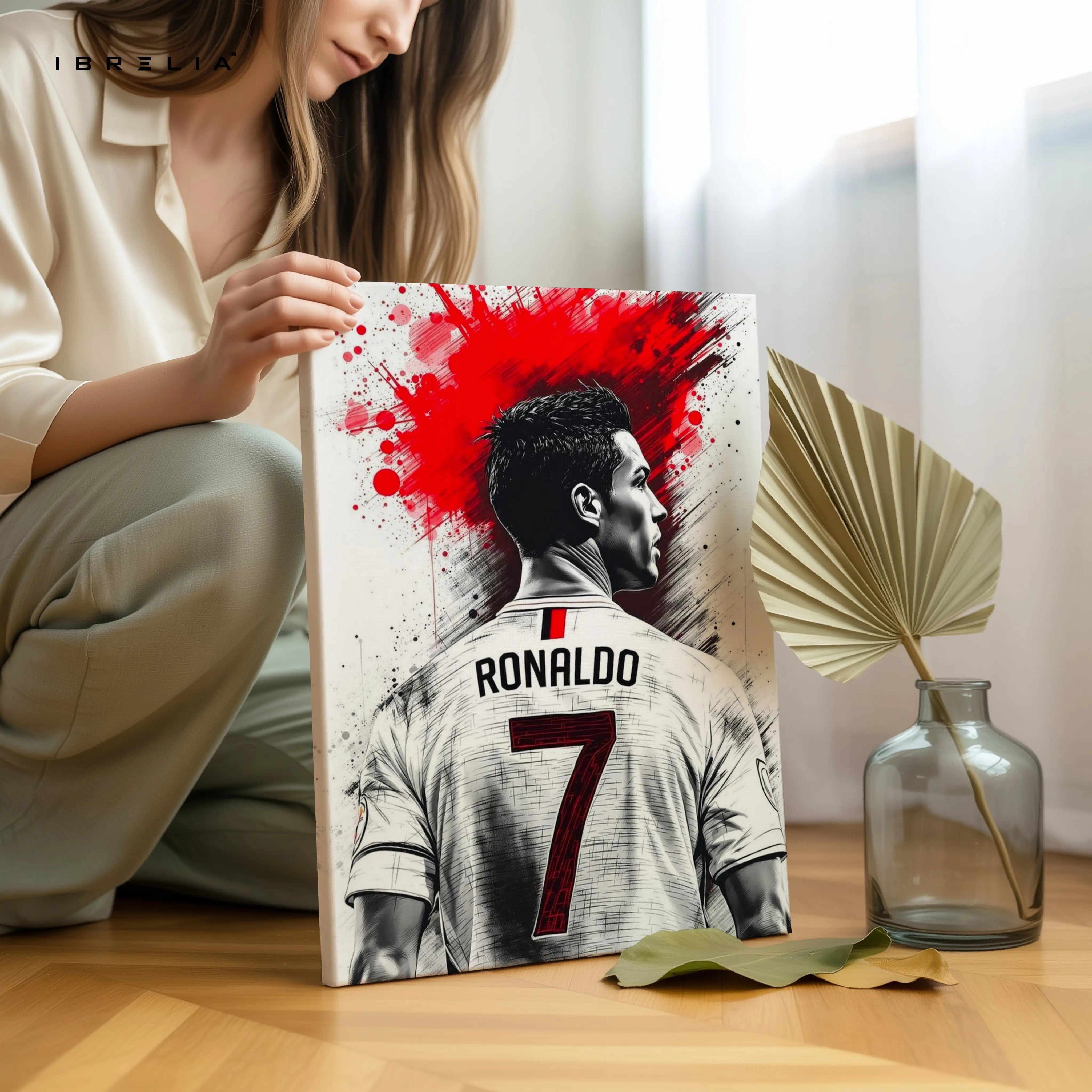 Cristiano Ronaldo No.7 Jersey Wall Art – CR7 Back View Canvas Frame | Ronaldo Football Poster Pakistan | IBRELIA™ IBRELIA