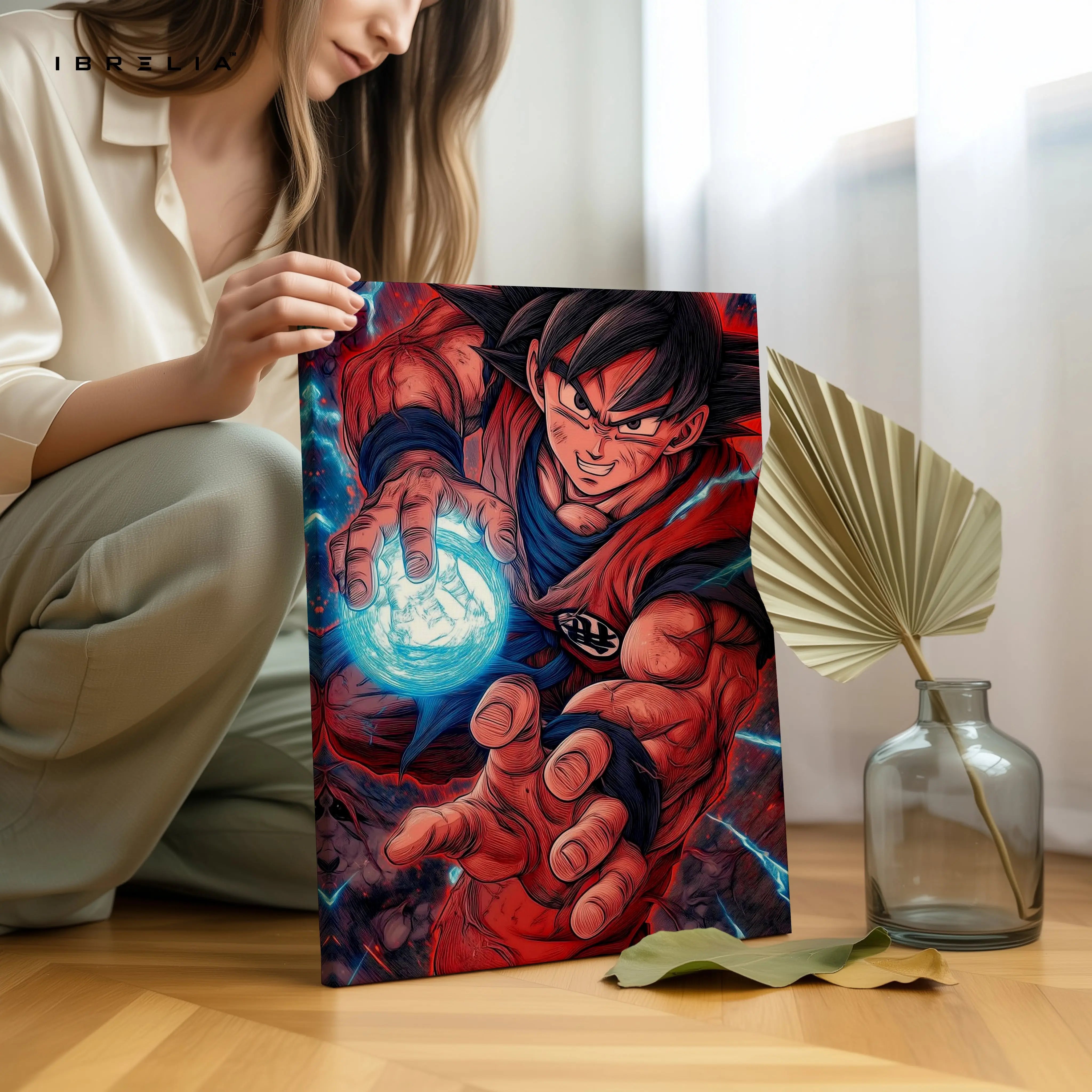 Goku Kamehameha Wall Art – Dragon Ball Anime Canvas Frame | Goku Power Poster Pakistan | IBRELIA™ IBRELIA