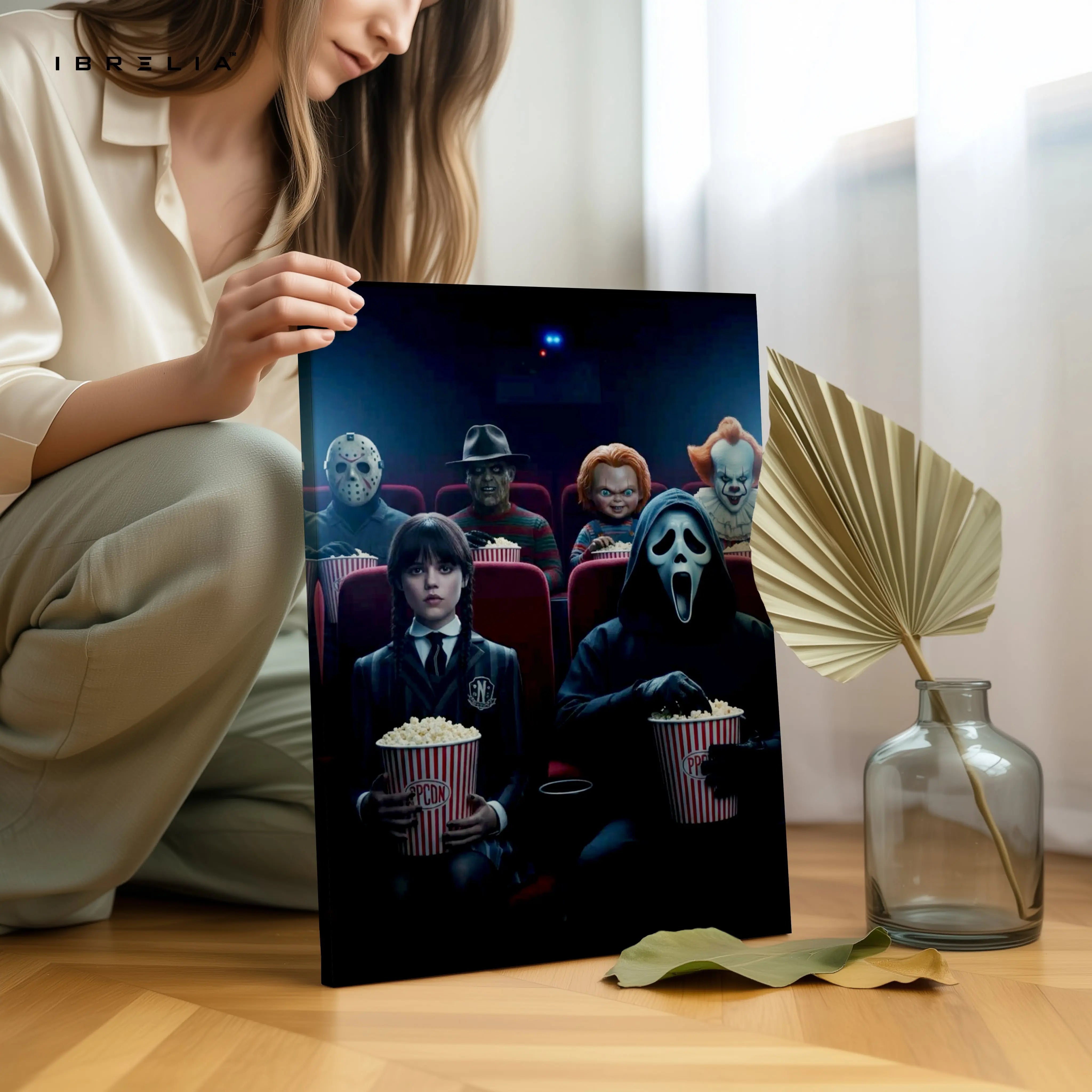 Horror Movie Icons Cinema Wall Art – Ghostface Pennywise Freddy Canvas Frame | Dark Pop Culture Poster Pakistan | IBRELIA™ IBRELIA