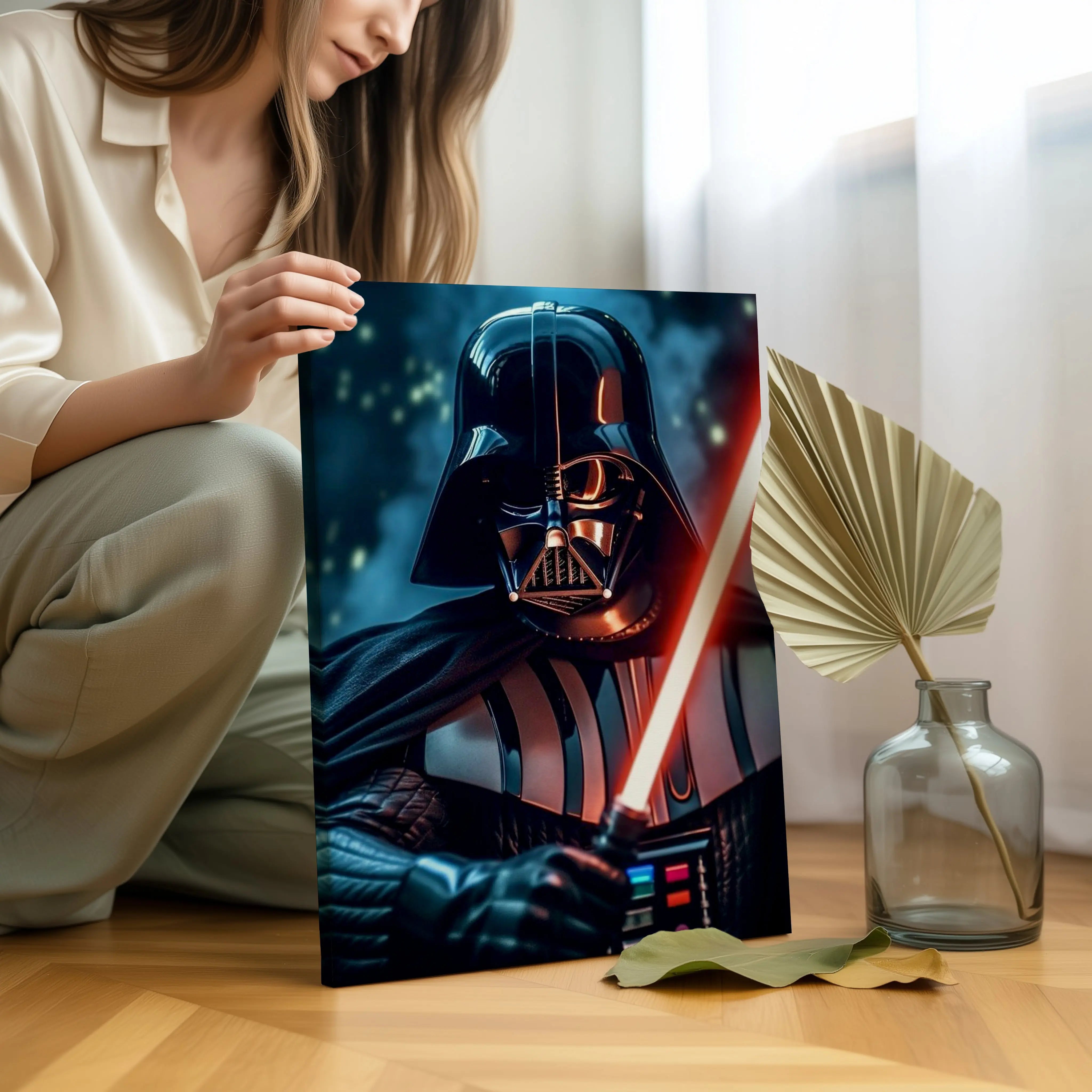 Dark Sith Warrior Wall Art – Futuristic Lightsaber Canvas Frame | Sci-Fi Villain Poster Pakistan | IBRELIA™ IBRELIA
