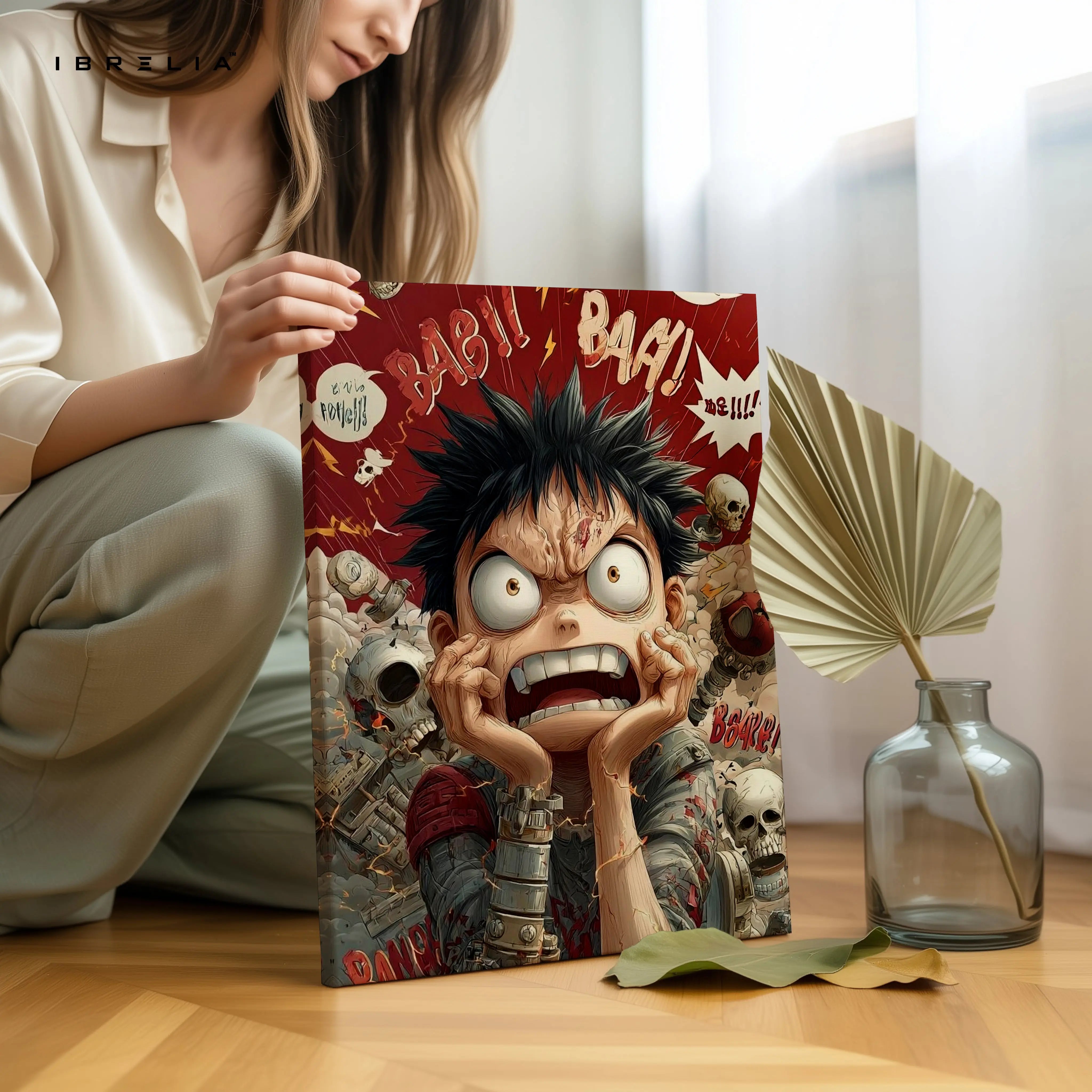 Crazy Anime Expression Wall Art – Comic Style Chaos Canvas Frame | Bold Cartoon Character Poster Pakistan | IBRELIA™ IBRELIA